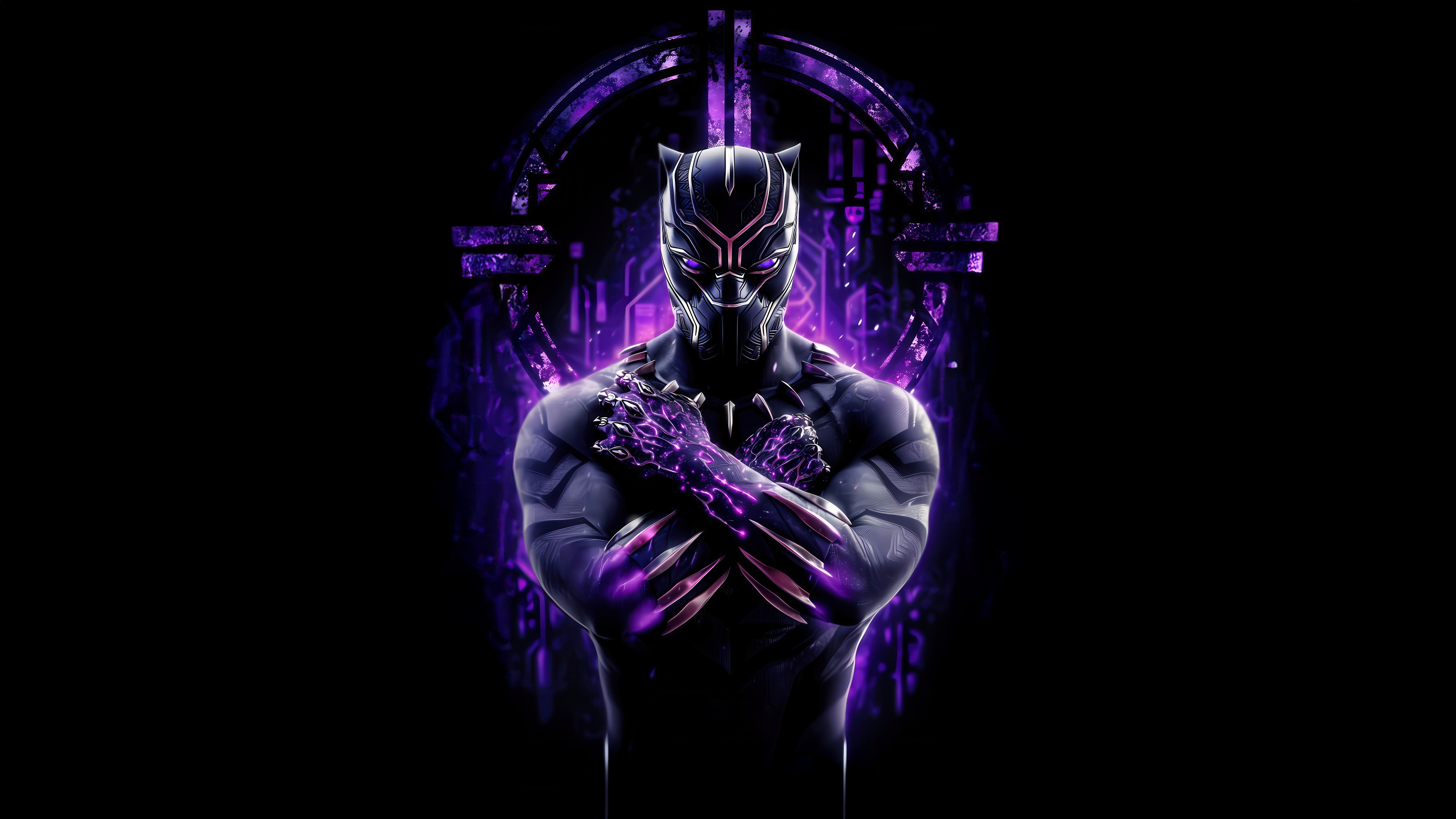 Black Panther with Purple Energy HD Wallpaper