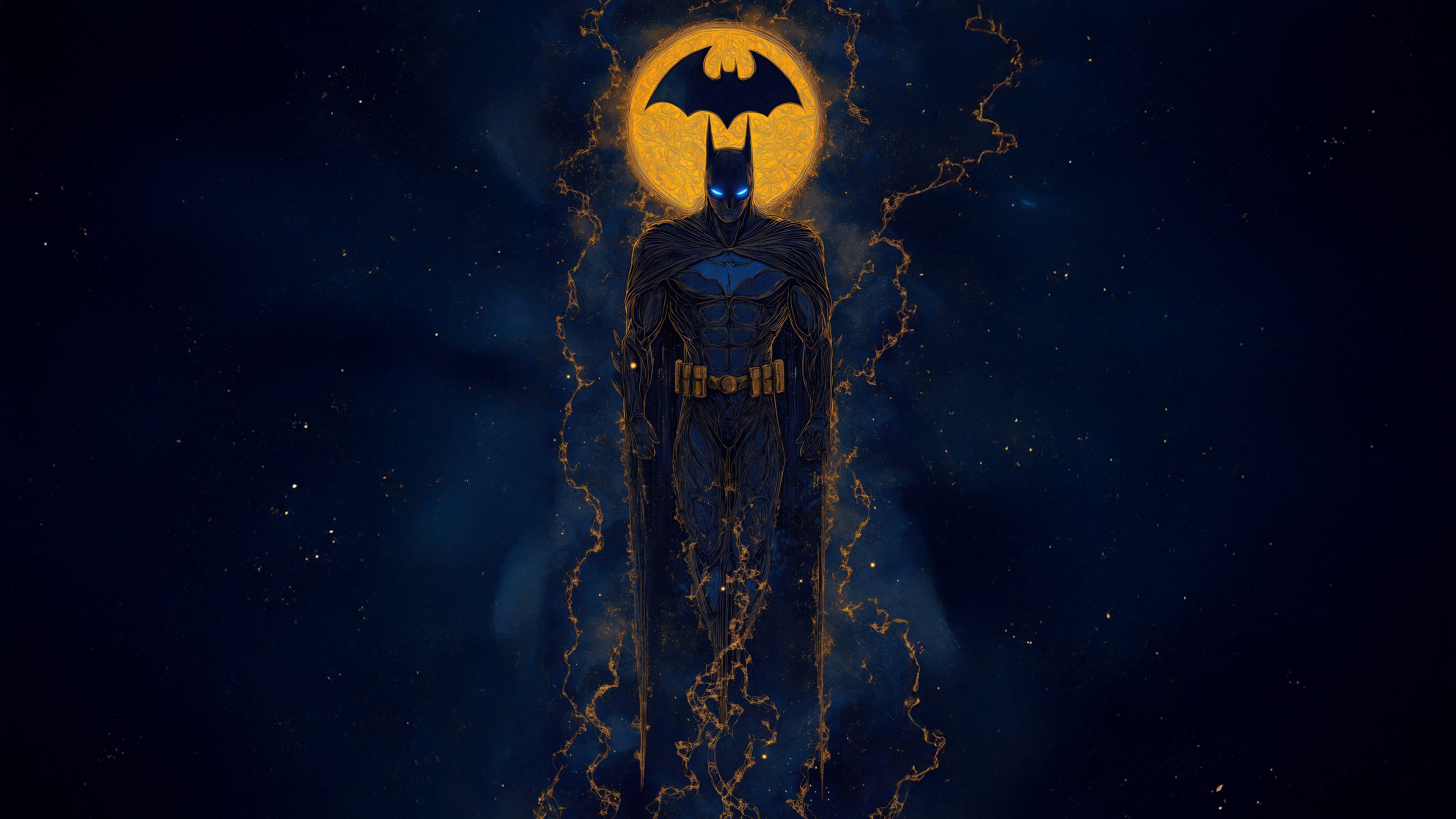 Batman with Bat Symbol in Yellow Moon HD Wallpaper