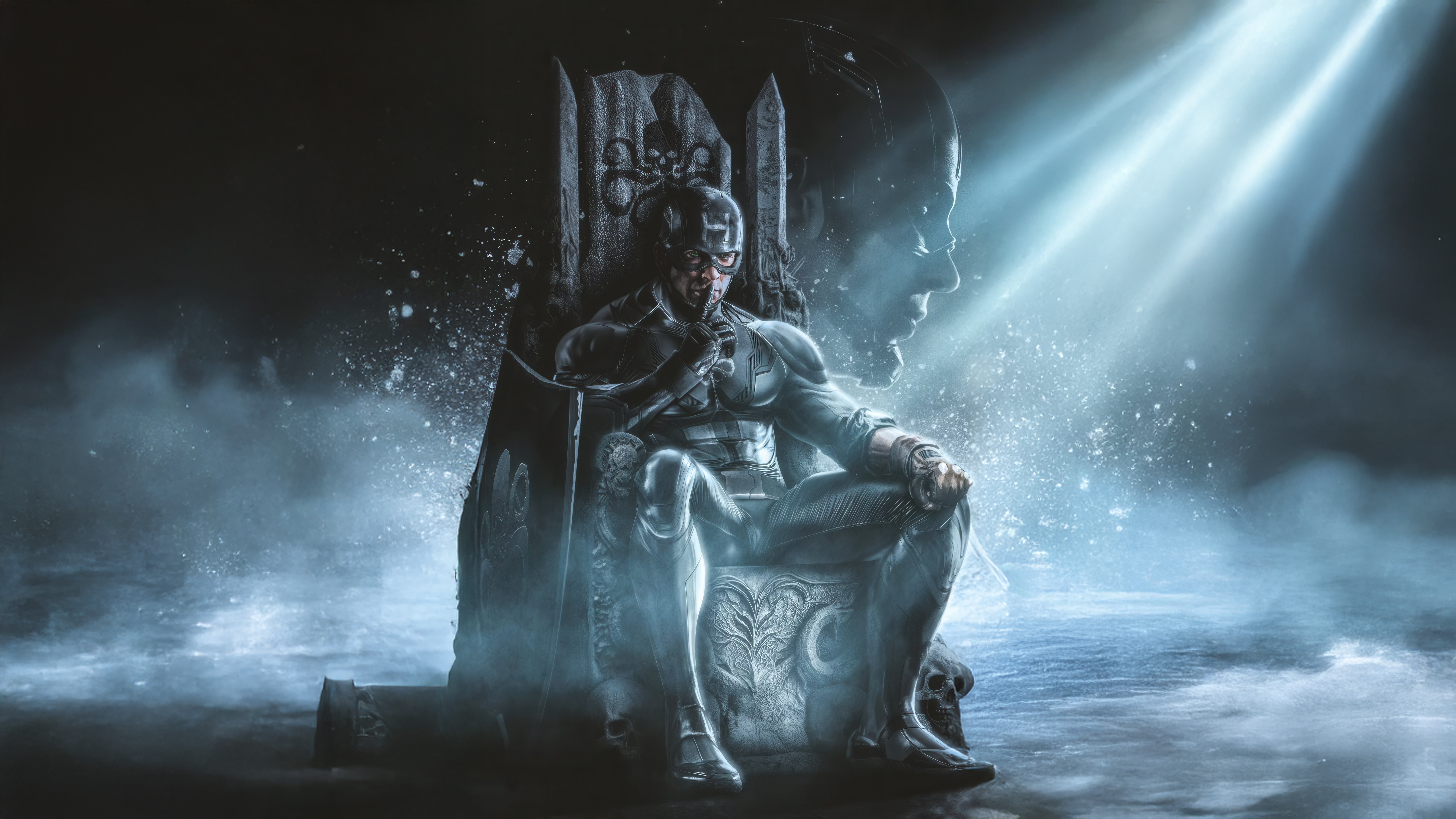 Captain America on the Throne HD Wallpaper