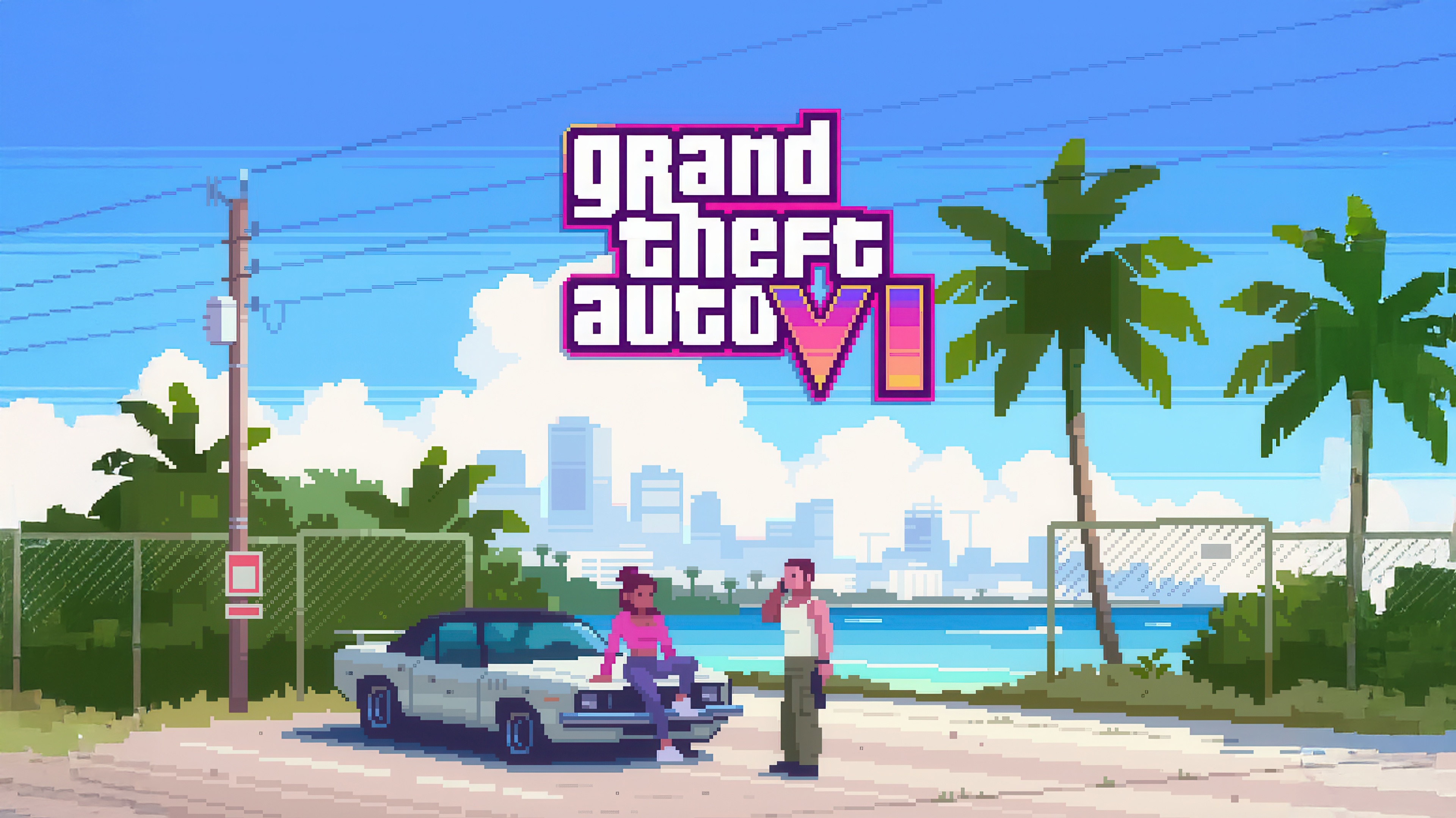 Grand Theft Auto Vi 8 Bit Artwork HD Wallpaper