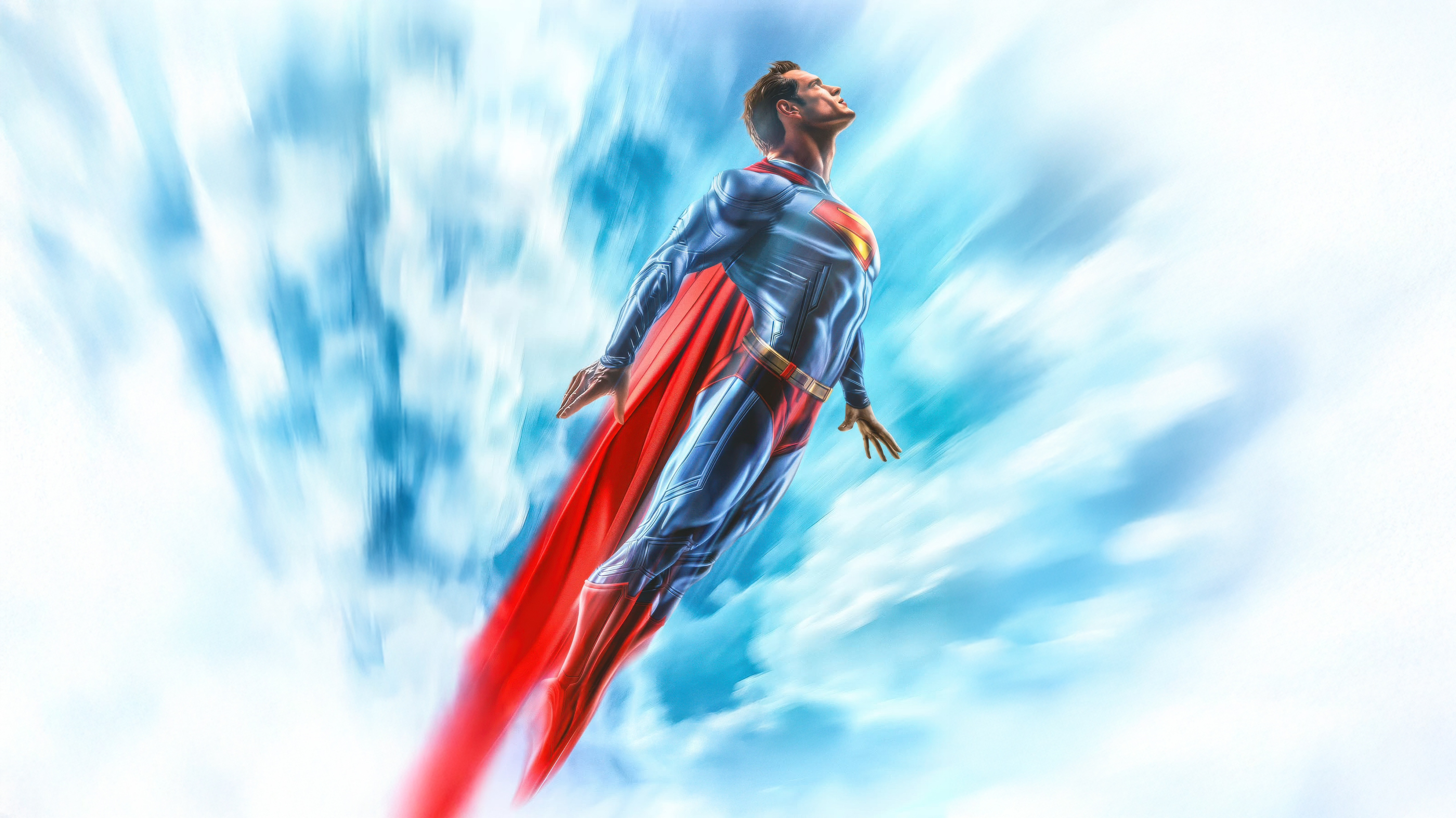 Superman flying through the clouds HD Wallpaper