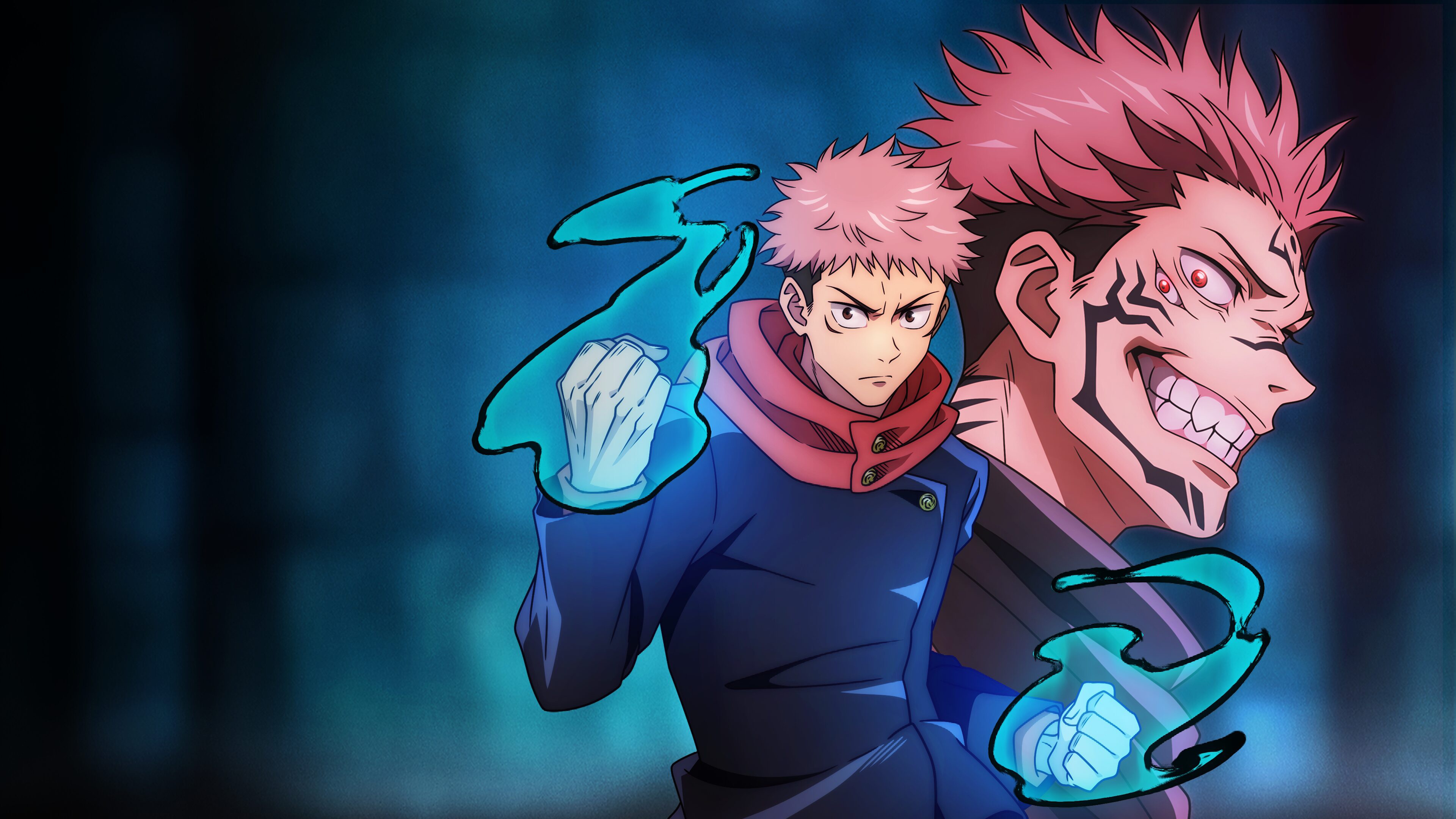 Jujutsu Kaisen Yuji Itadori and Sukuna HD Wallpaper