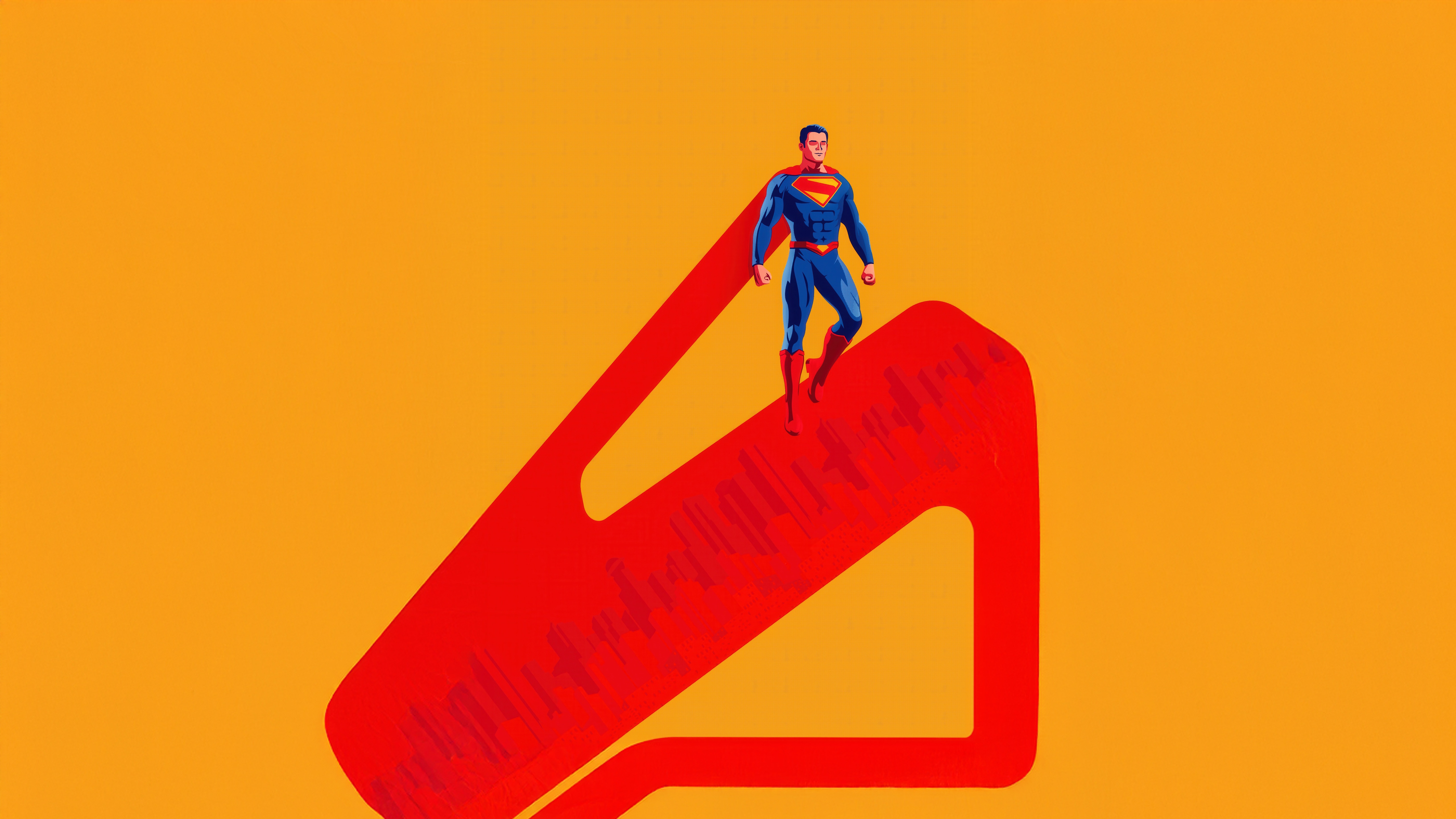 Superman Standing on Red Symbol HD Wallpaper
