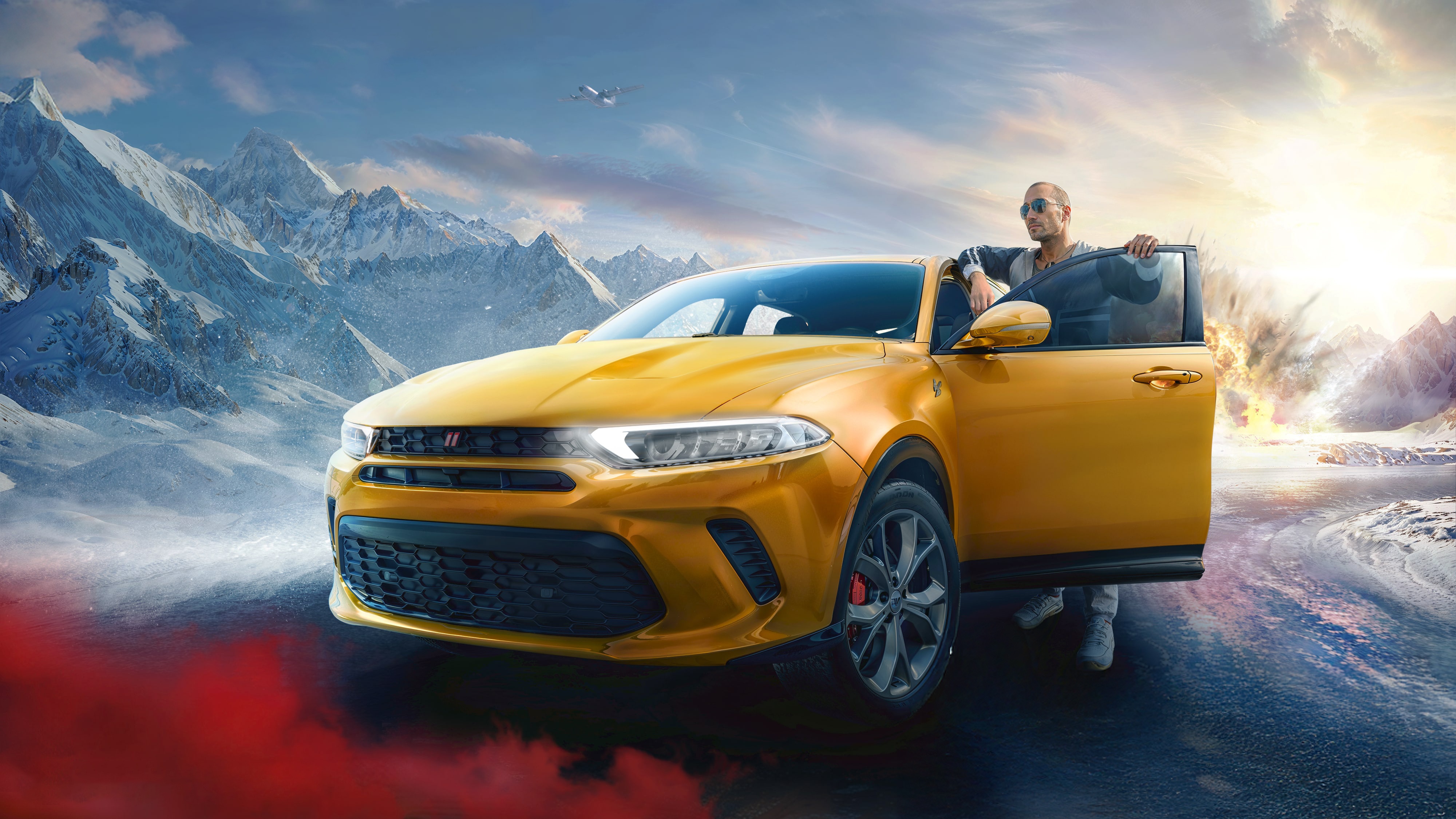 Dodge Muscle Mania 2025 with a man and a car HD Wallpaper