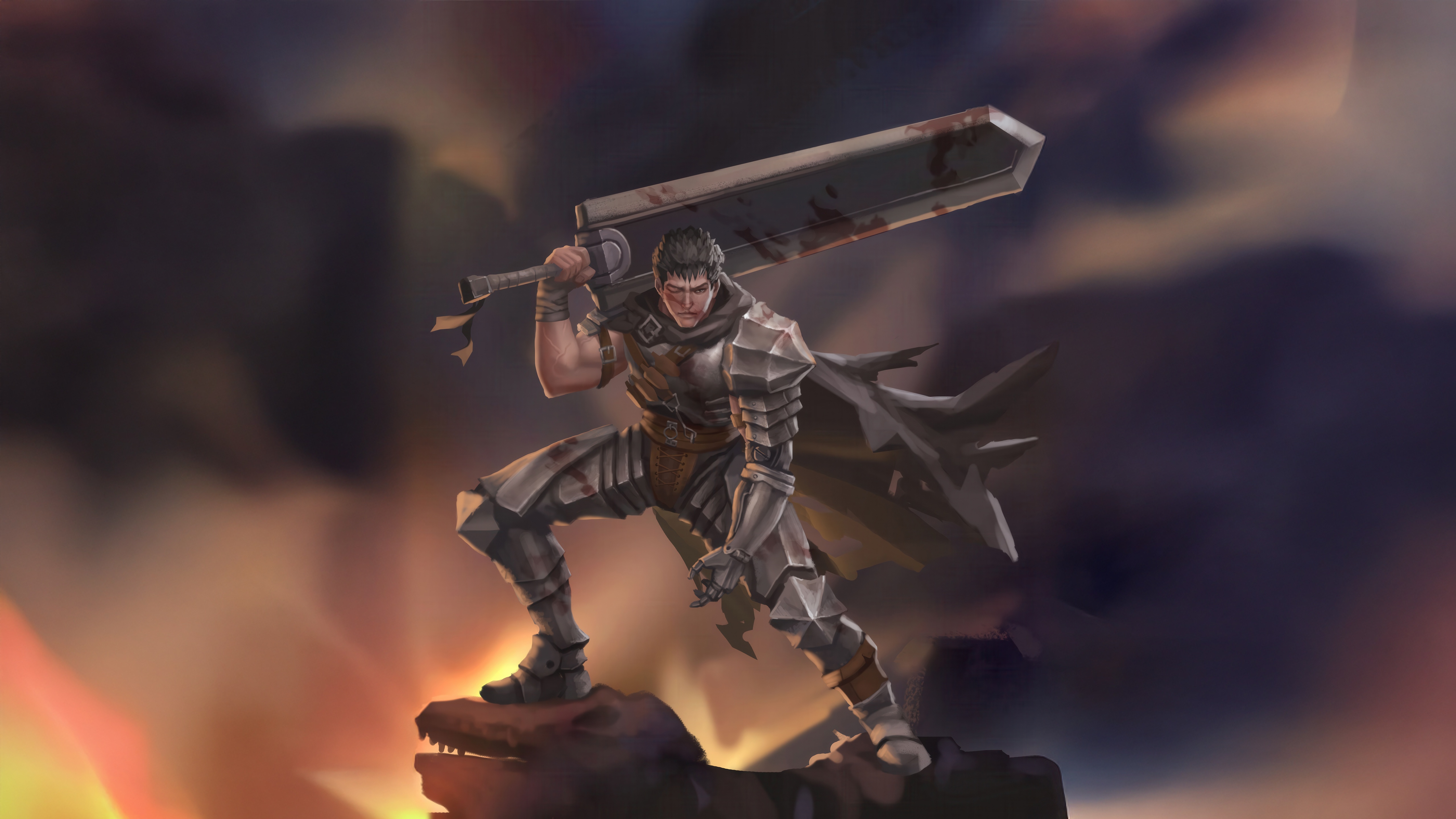 Guts from Berserk holding his sword HD Wallpaper