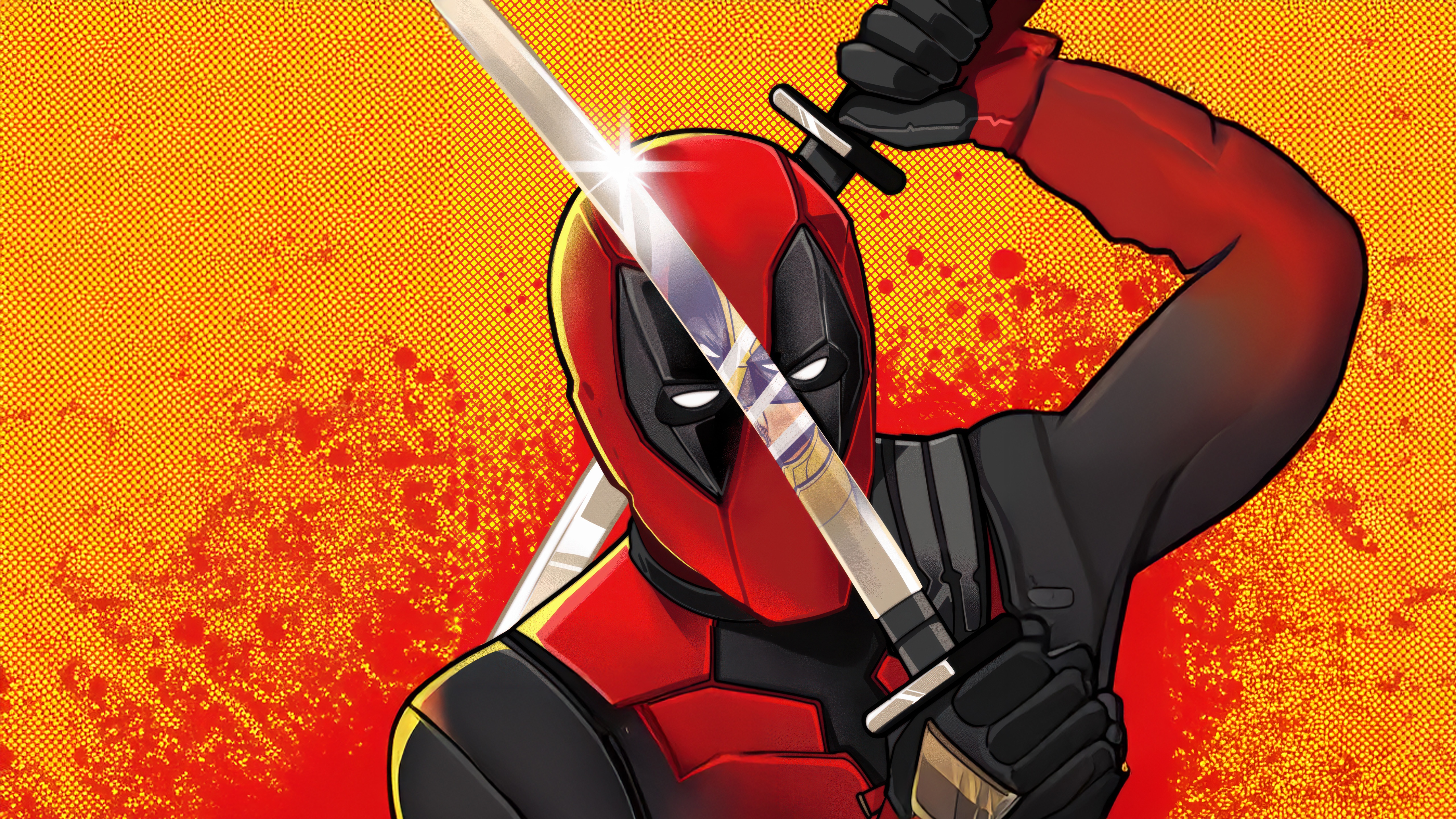 Deadpool holding two katanas HD Wallpaper