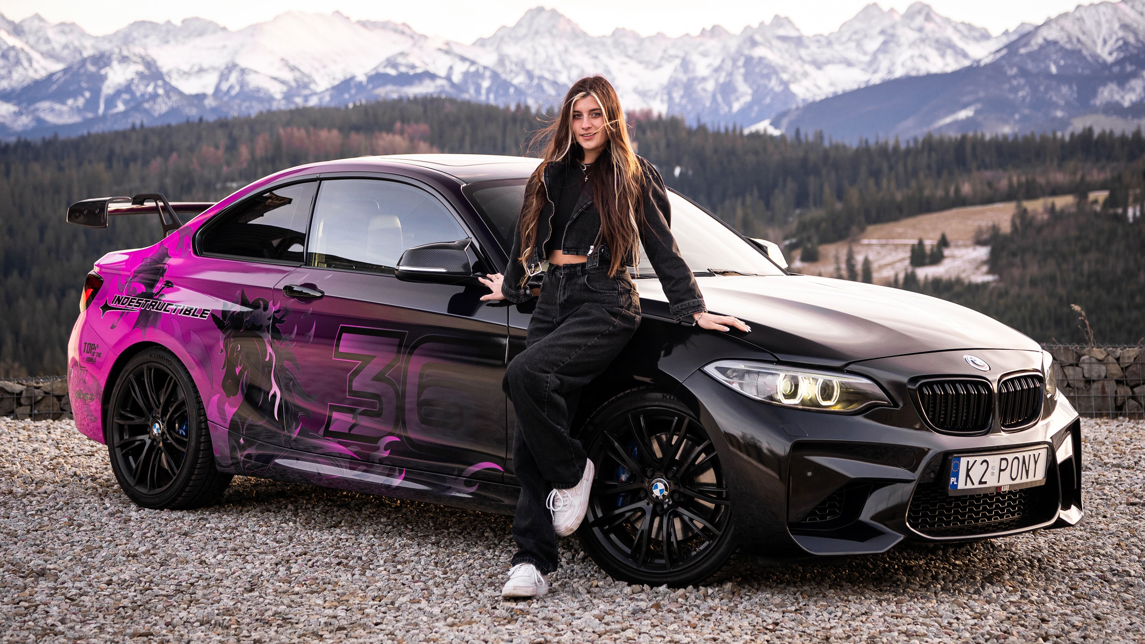 Fusialka X K2 Pony BMW M2 with Mountains HD Wallpaper