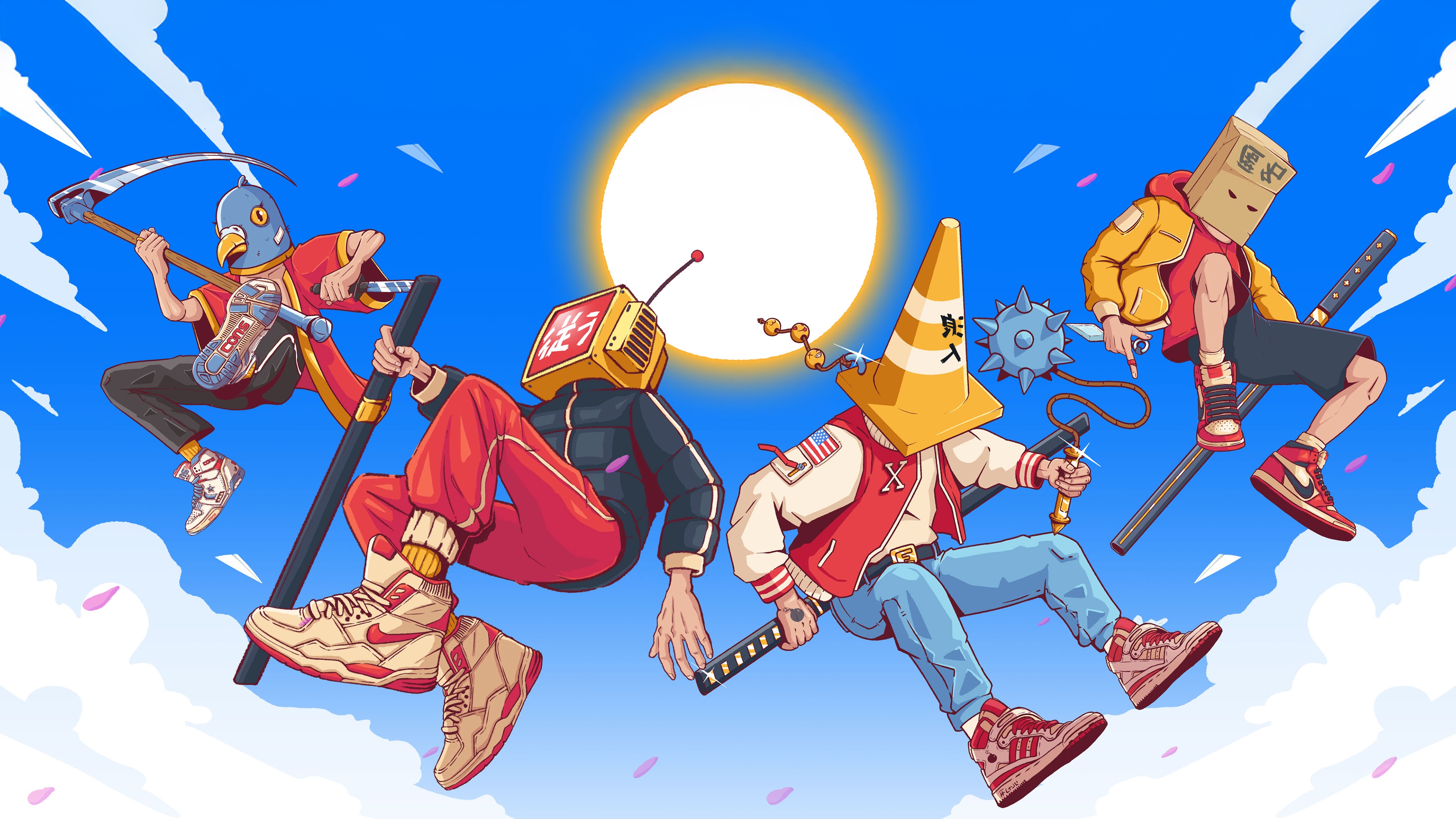 Streetwear Society Cloud Edition characters with weapons HD Wallpaper
