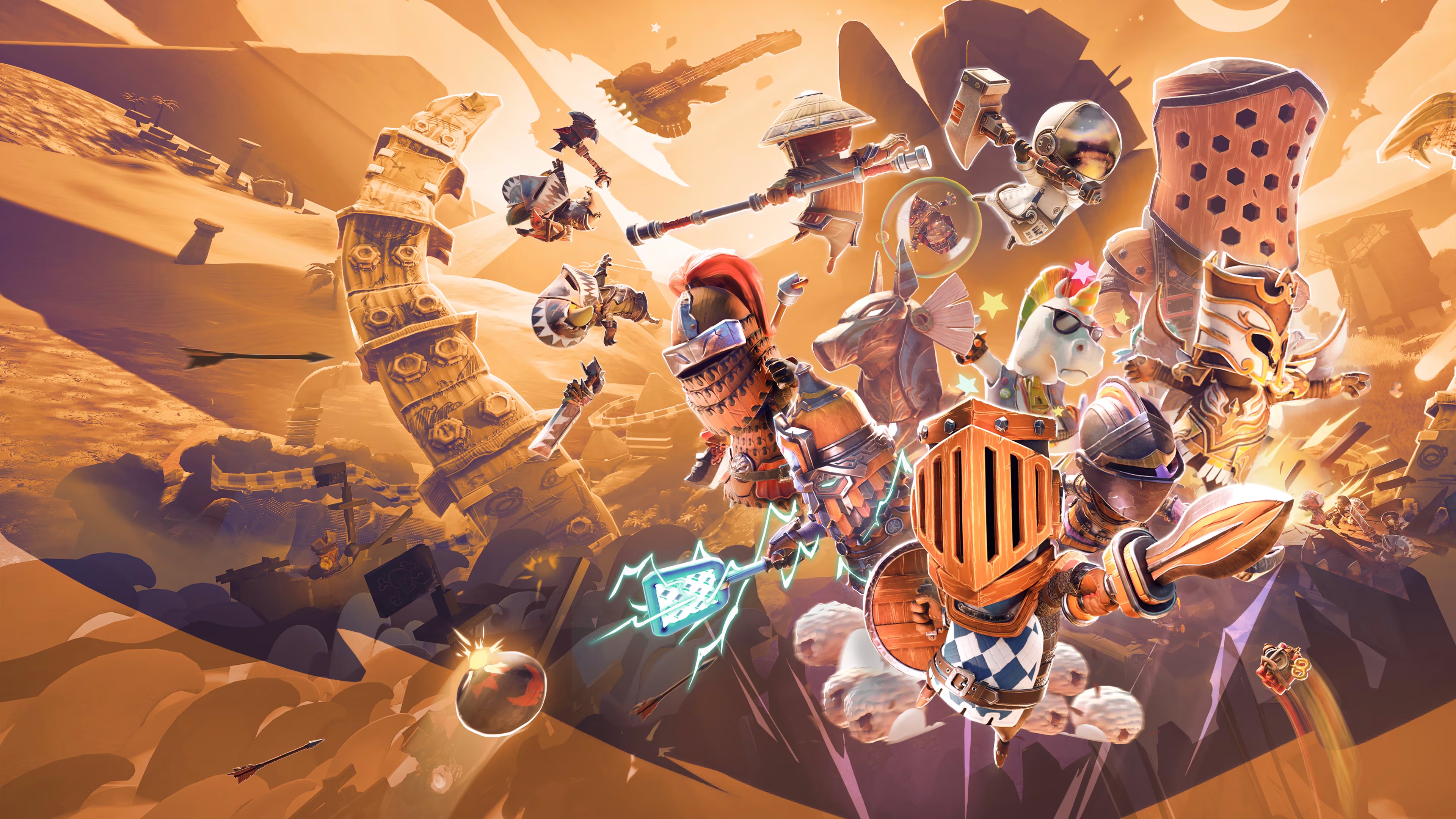 Big Helmet Heroes 2025 characters in a desert landscape HD Wallpaper