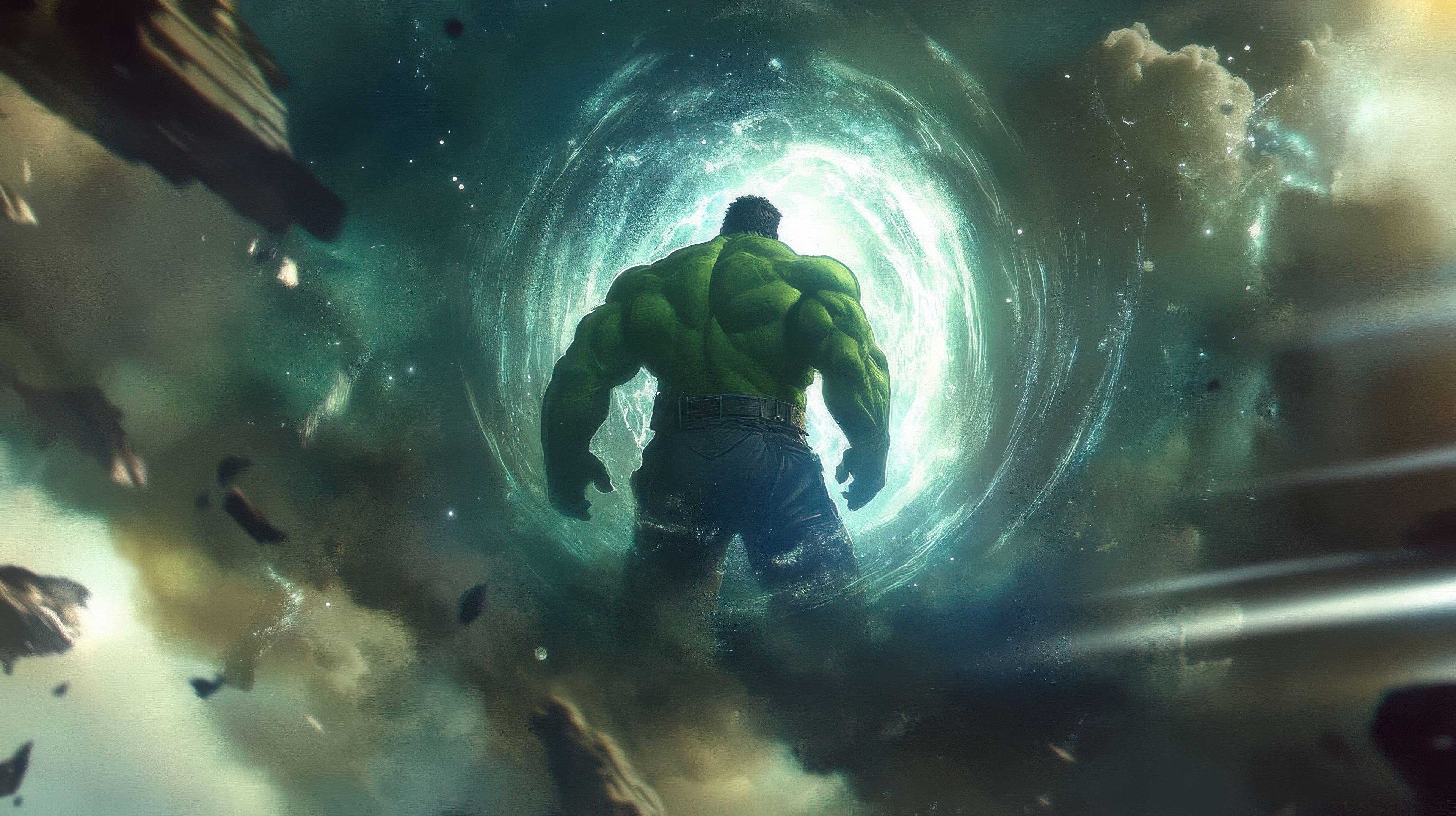 Hulk in a cosmic portal HD Wallpaper