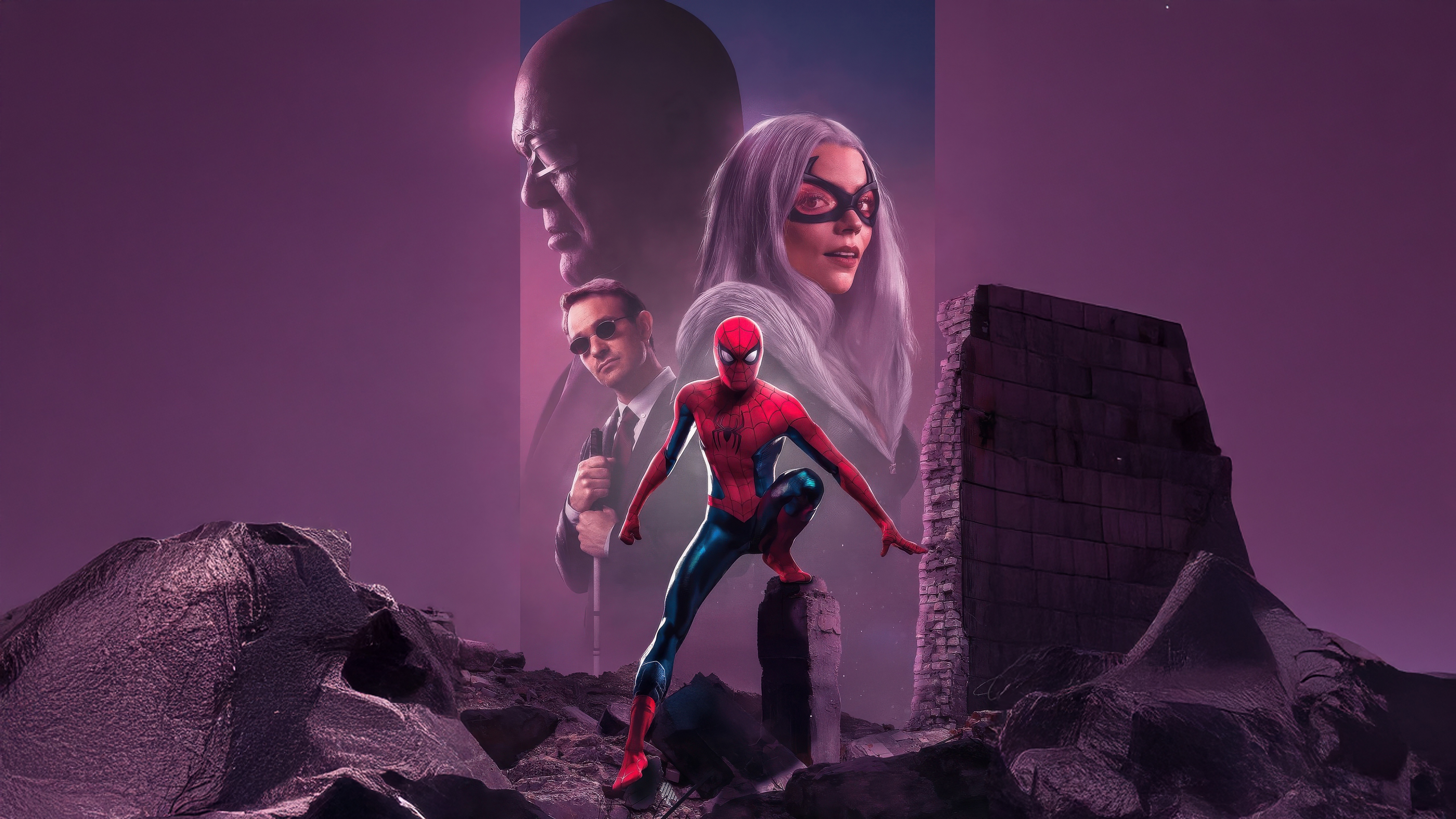 Spider-Man, Daredevil, Kingpin, and Black Cat HD Wallpaper