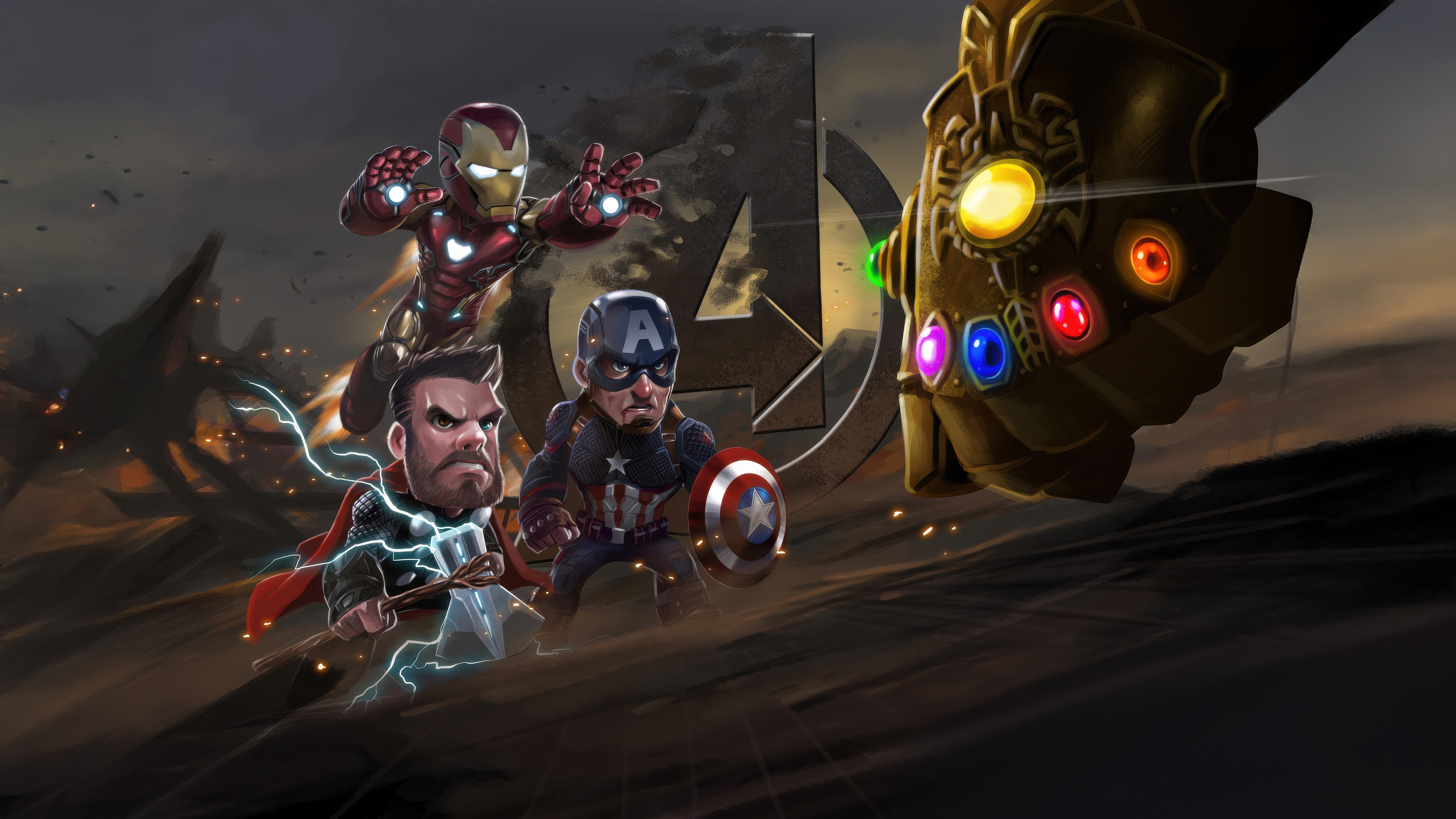 Avengers Endgame Edition with Infinity Gauntlet HD Wallpaper