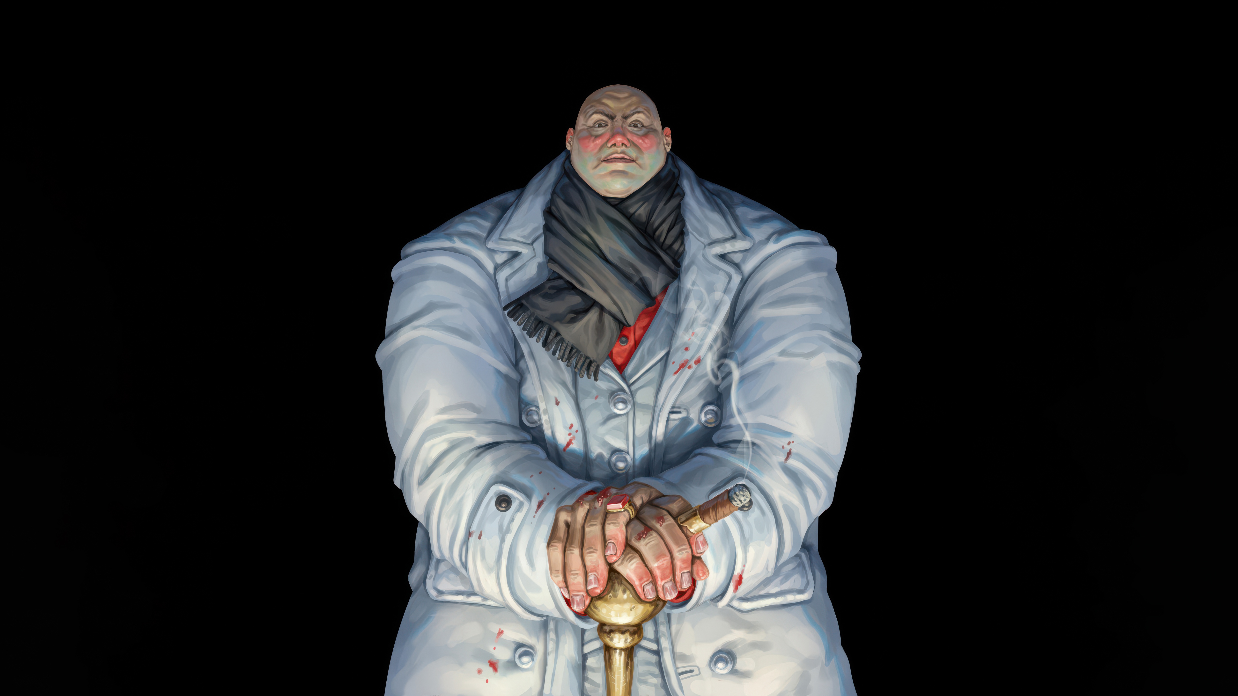 Kingpin holding a cigar and cane HD Wallpaper