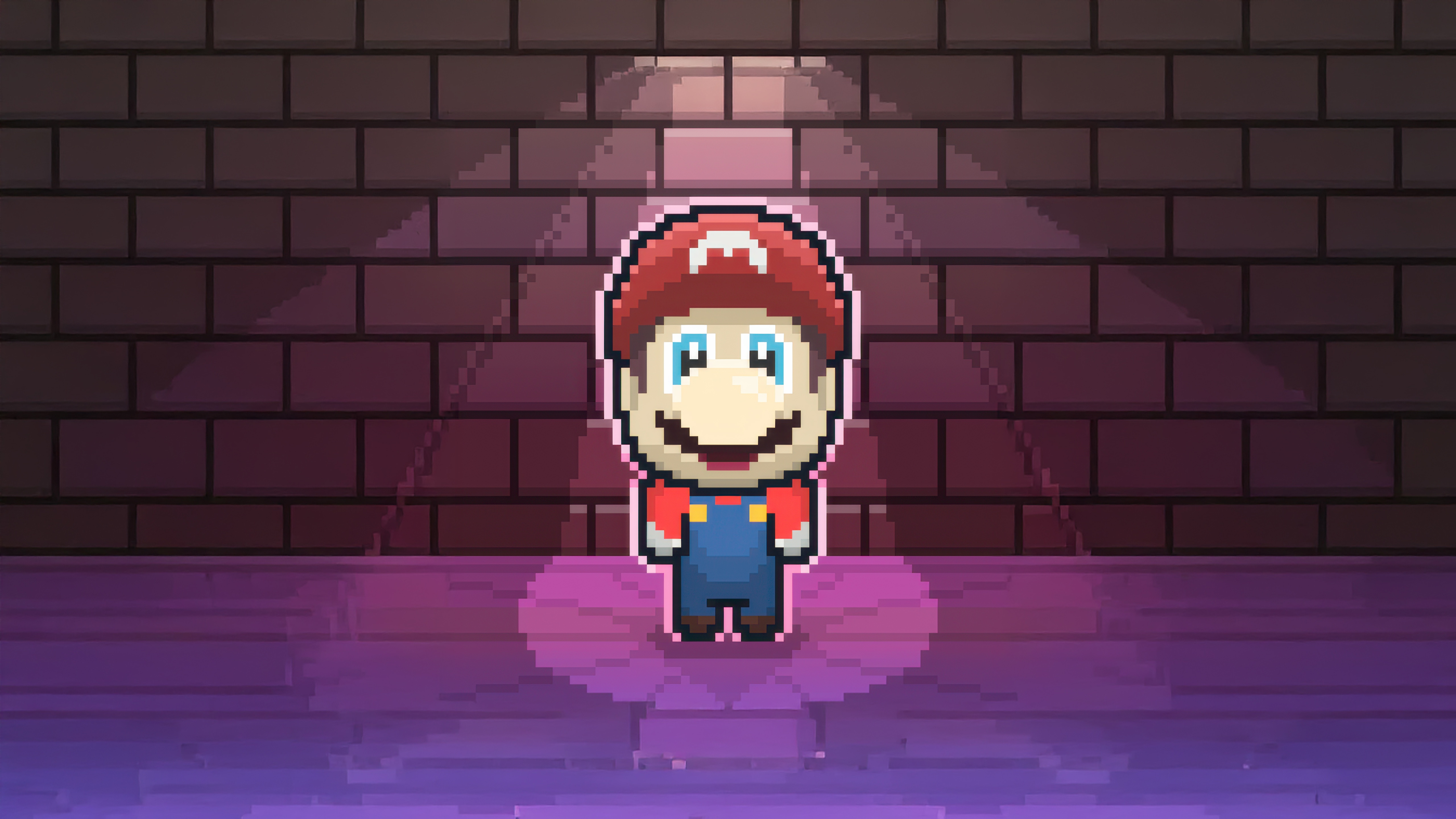 8-Bit Mario in a Spotlight HD Wallpaper