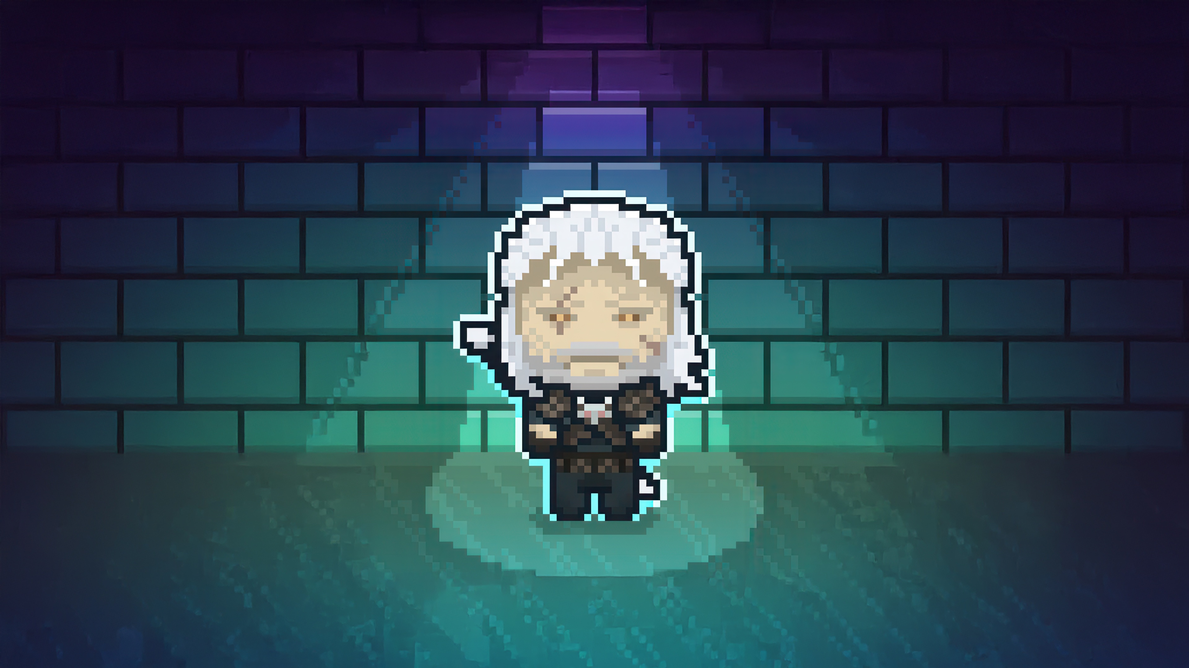 Geralt of Rivia 8 Bit Pixel Art HD Wallpaper