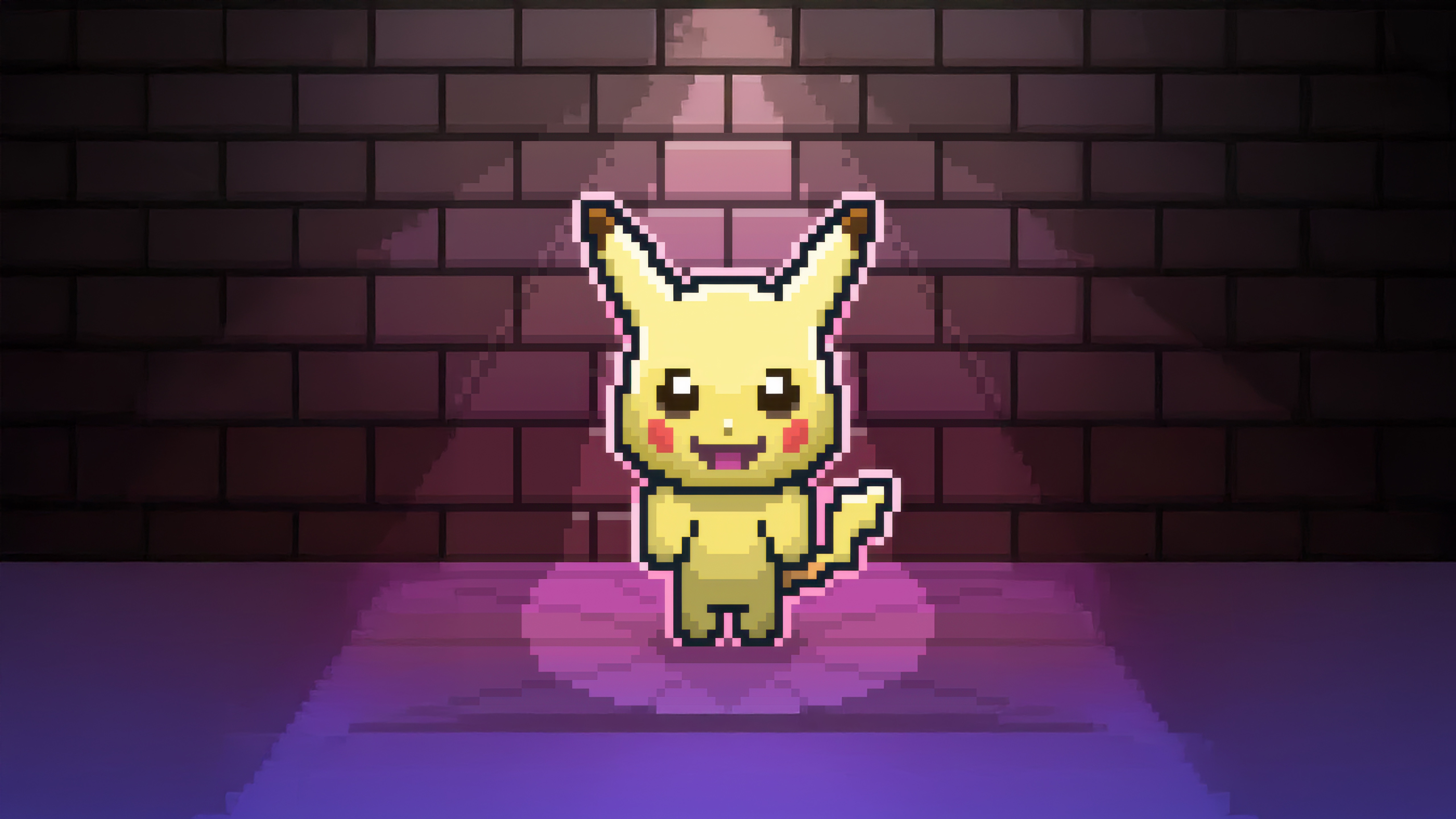 8 Bit Pikachu Standing in Spotlight HD Wallpaper