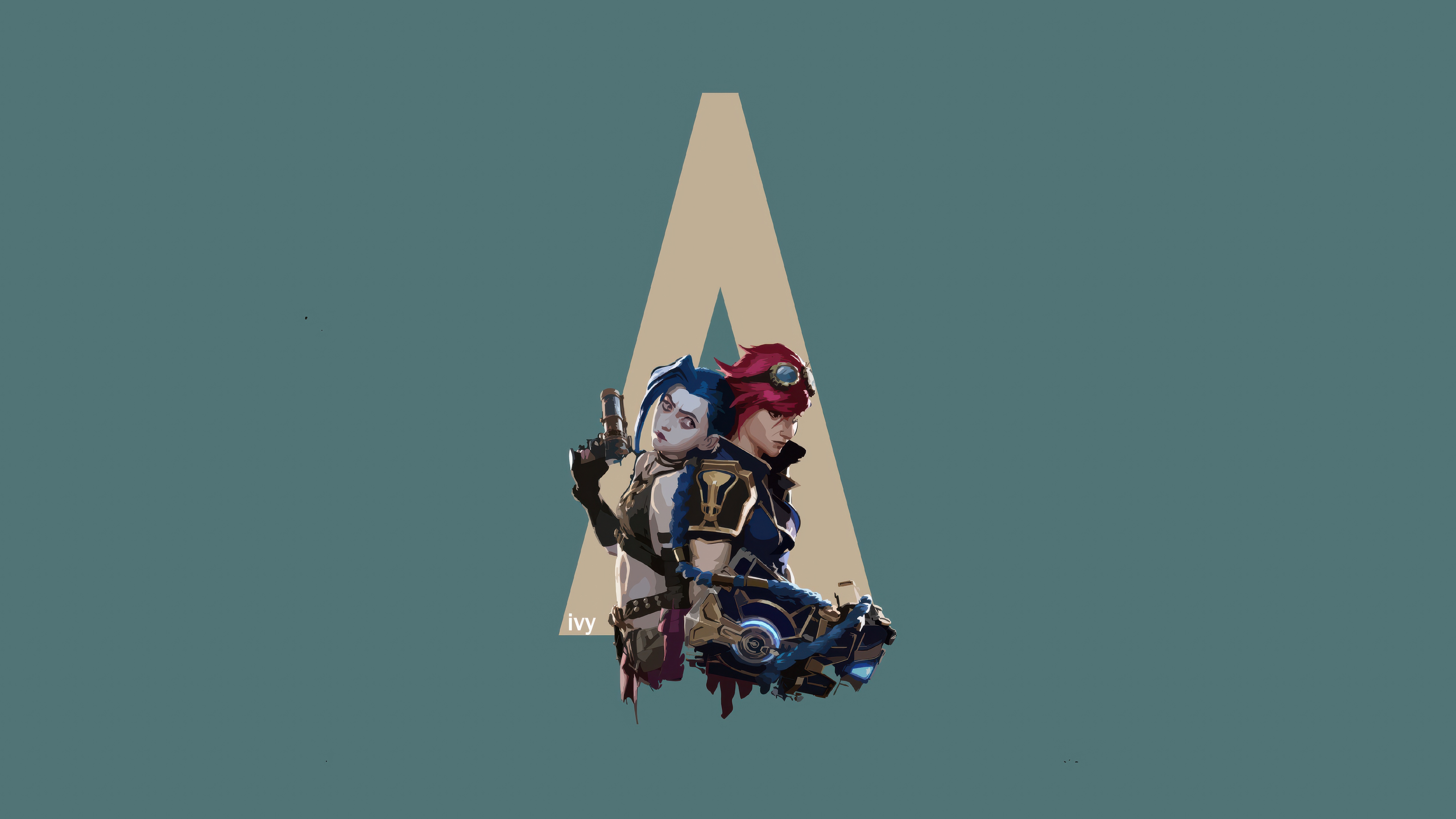 Arcane Vi and Jinx with a large A symbol HD Wallpaper