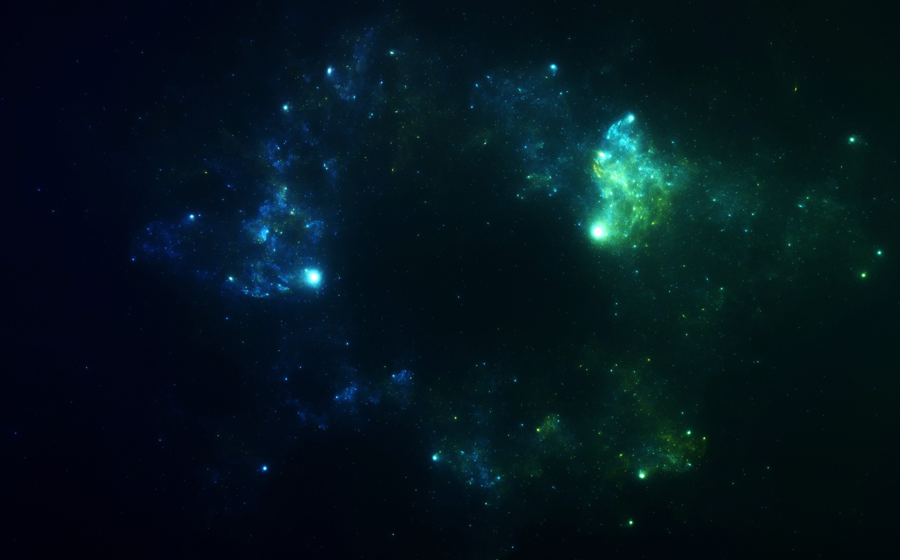 Fantasy galaxy art with blue and green nebulae HD Wallpaper