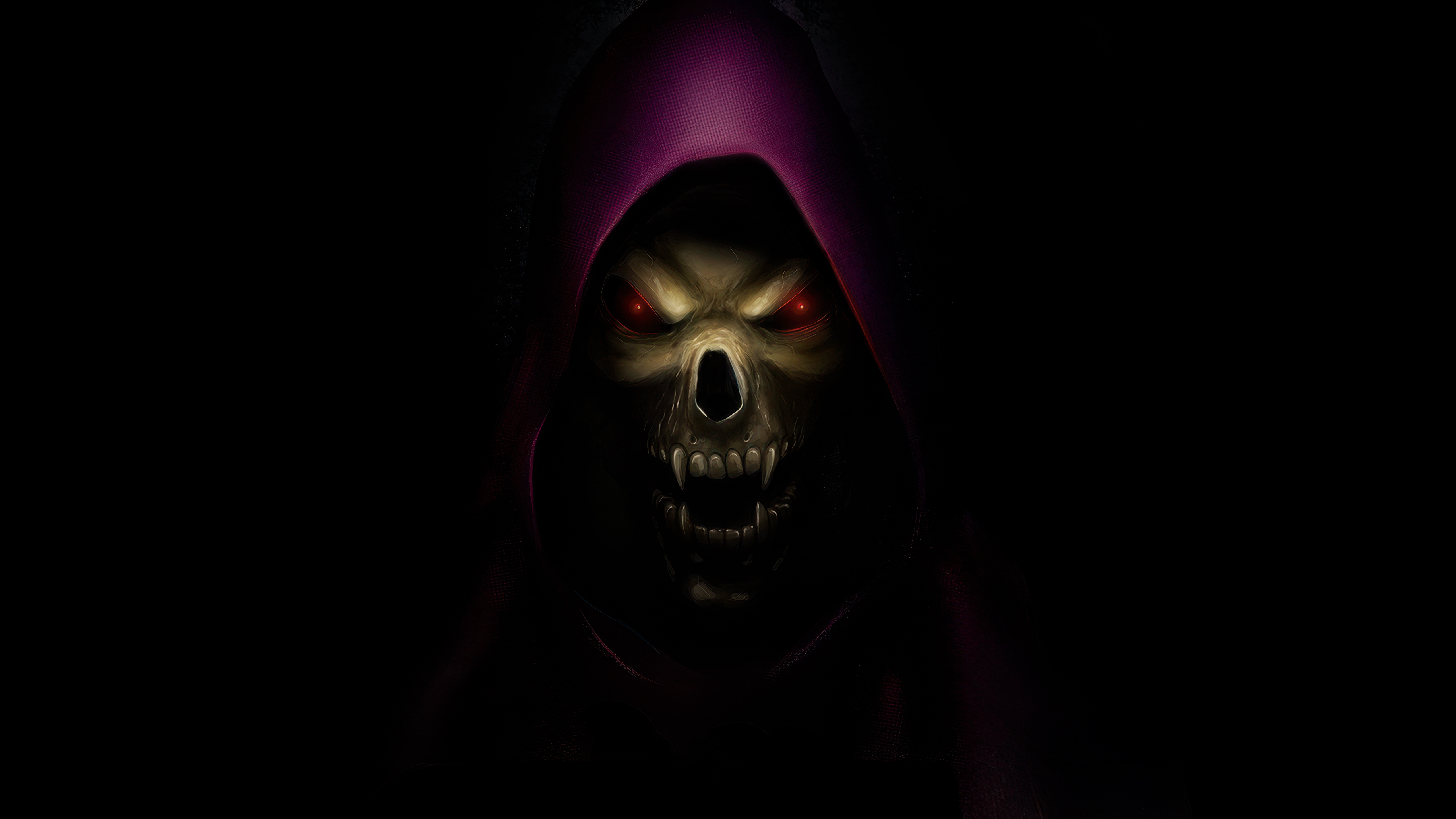 Skeletor with glowing red eyes and fangs HD Wallpaper