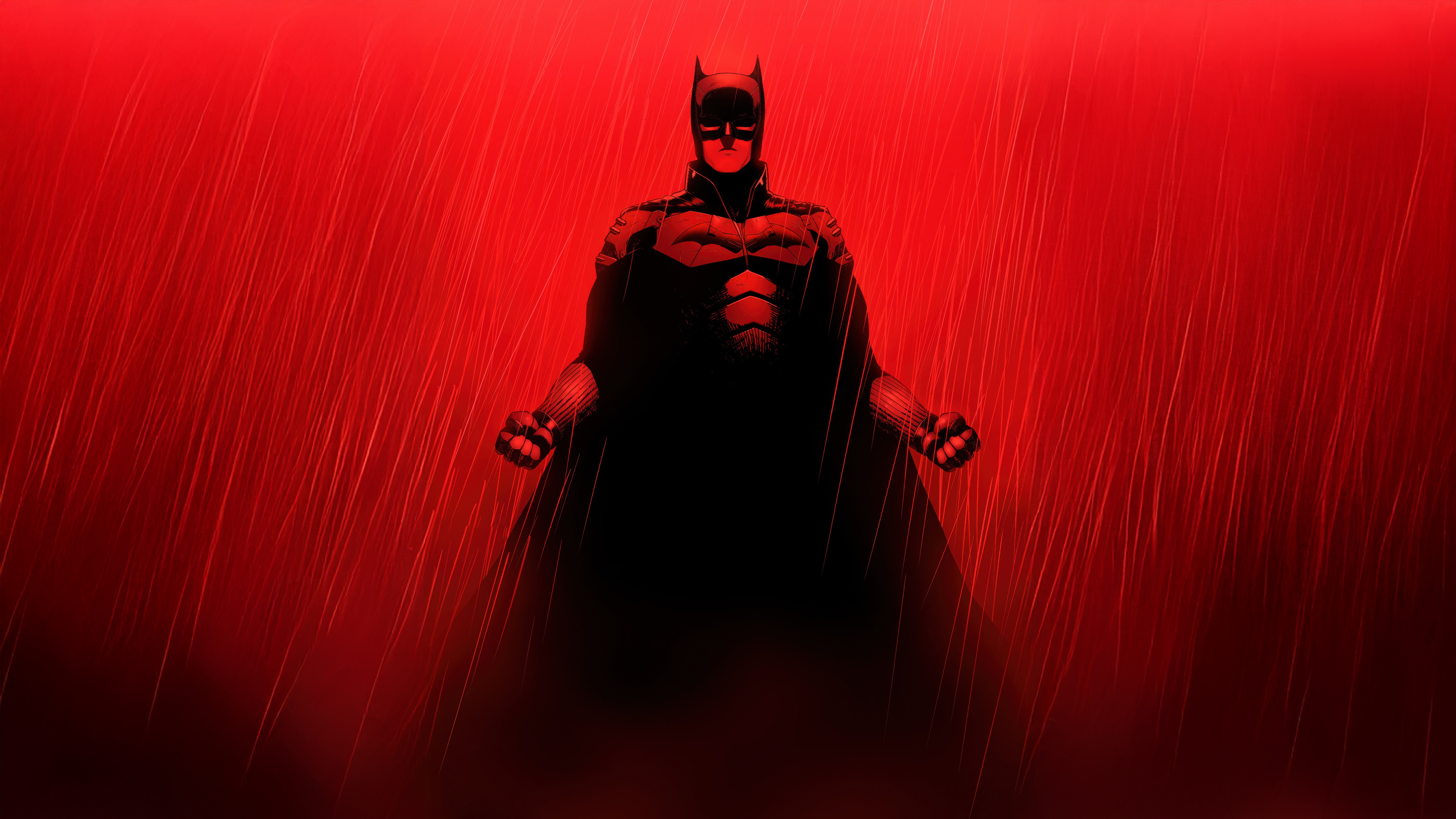 The Batman in Red Rain HD Wallpaper