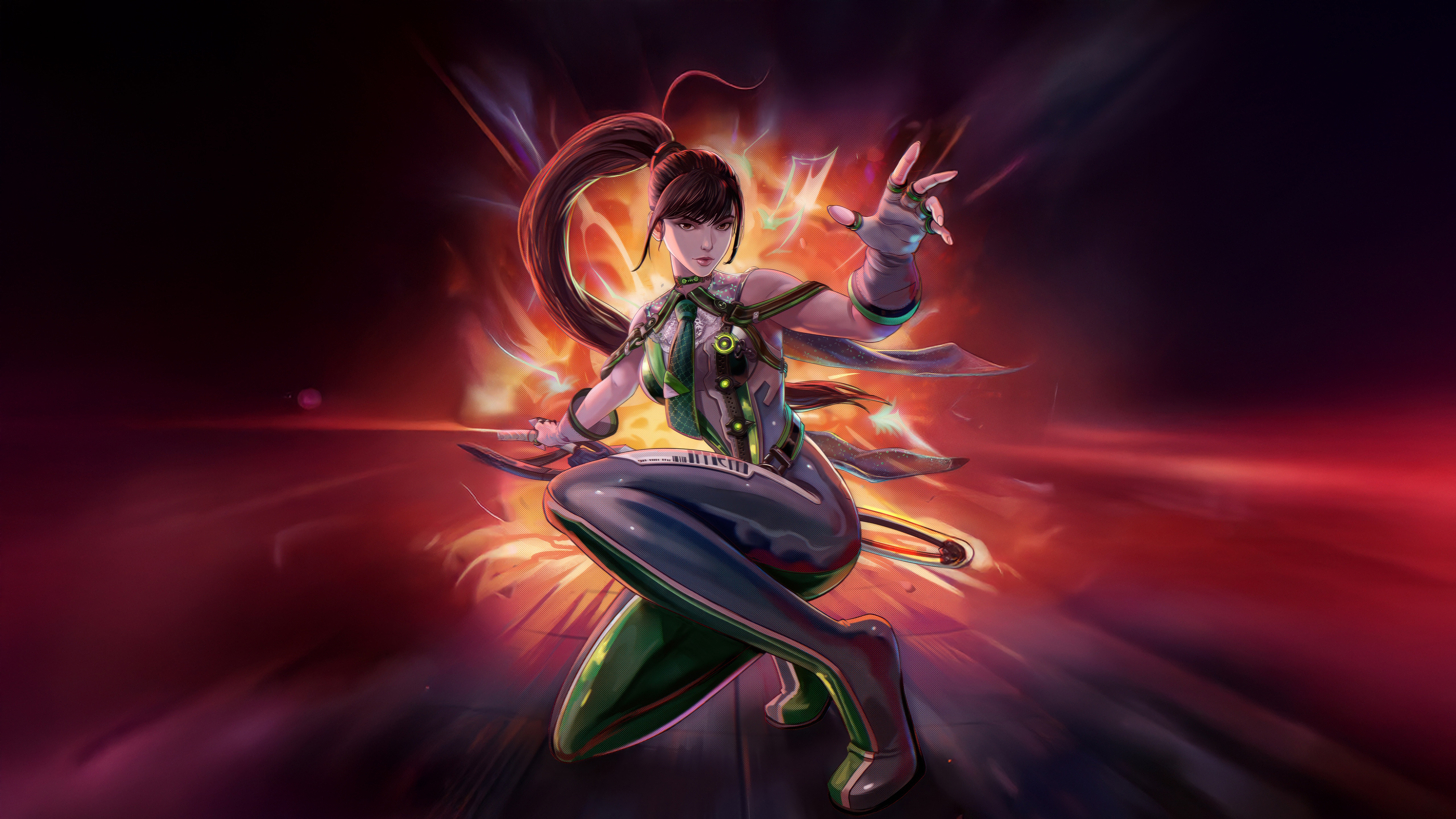 Eve from Stellar Blade Game in action pose HD Wallpaper