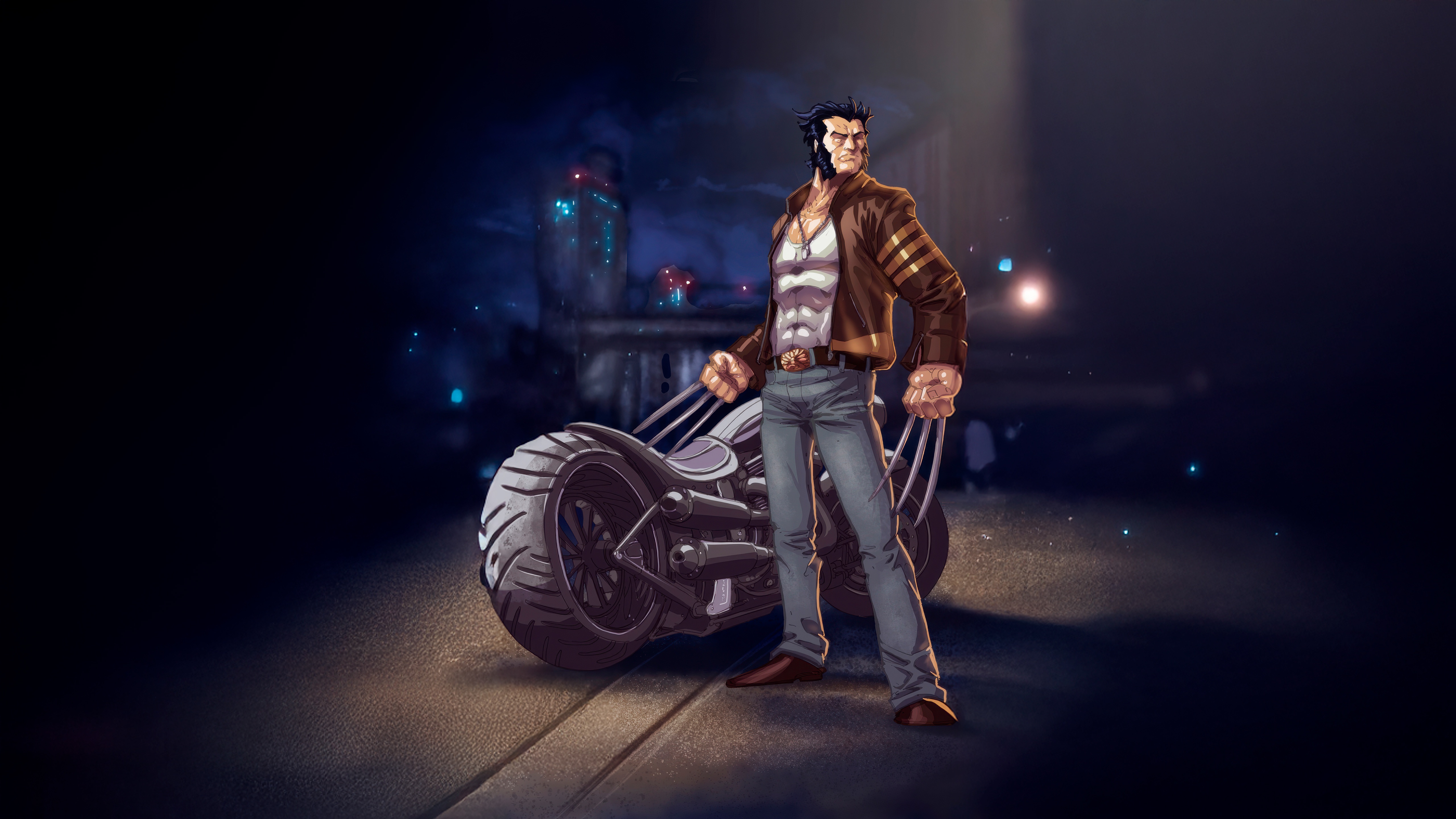 Wolverine on a motorcycle HD Wallpaper