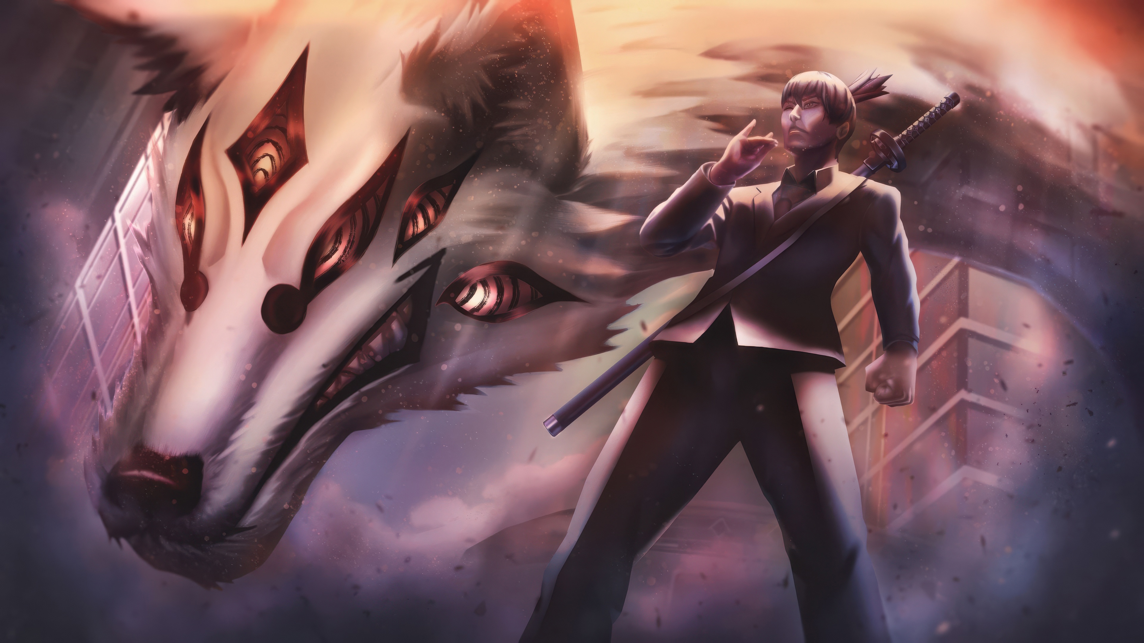 Wolf Protector and Silent Swordsman HD Wallpaper