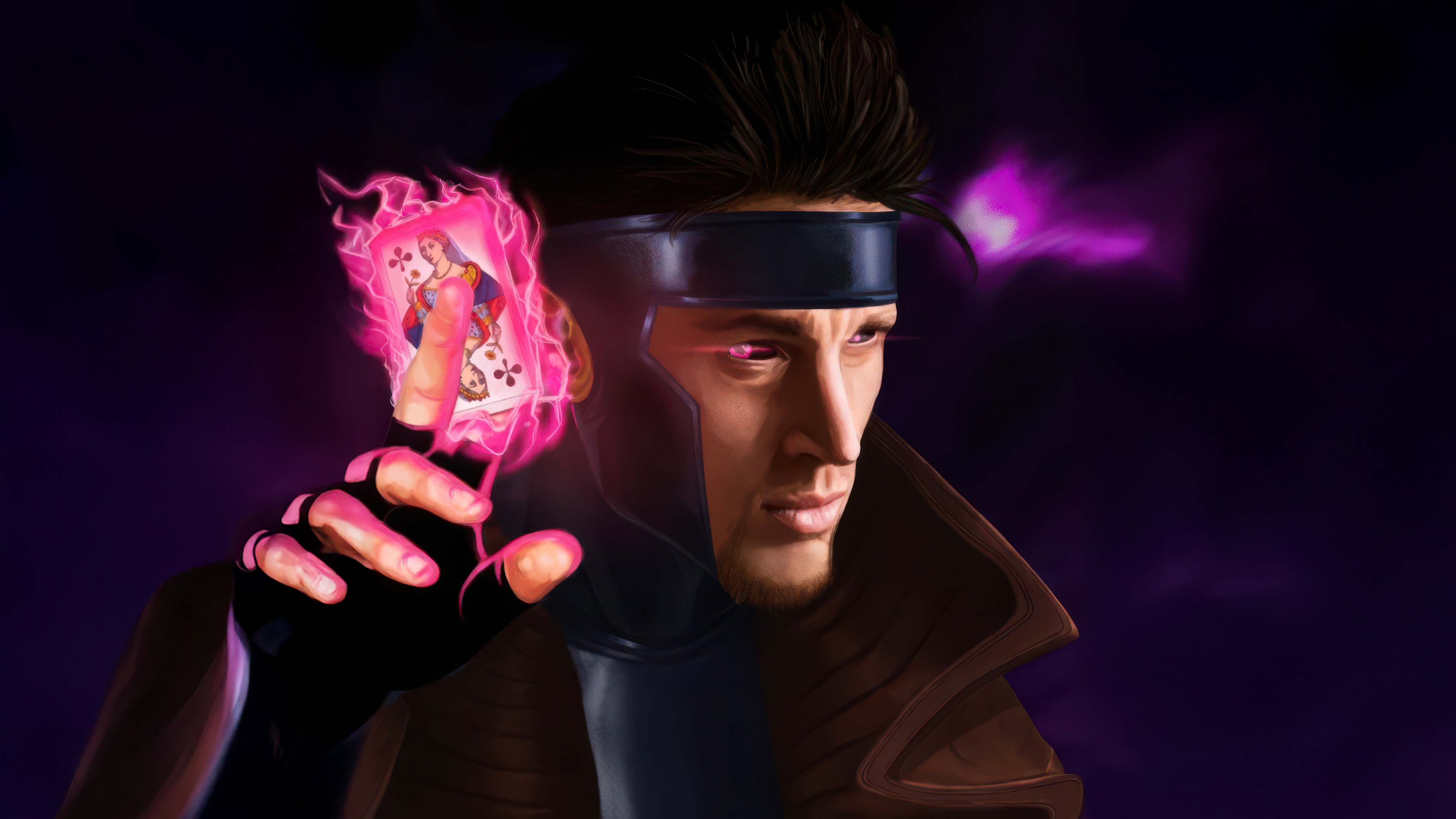 Gambit holding a flaming Ace of Hearts card HD Wallpaper