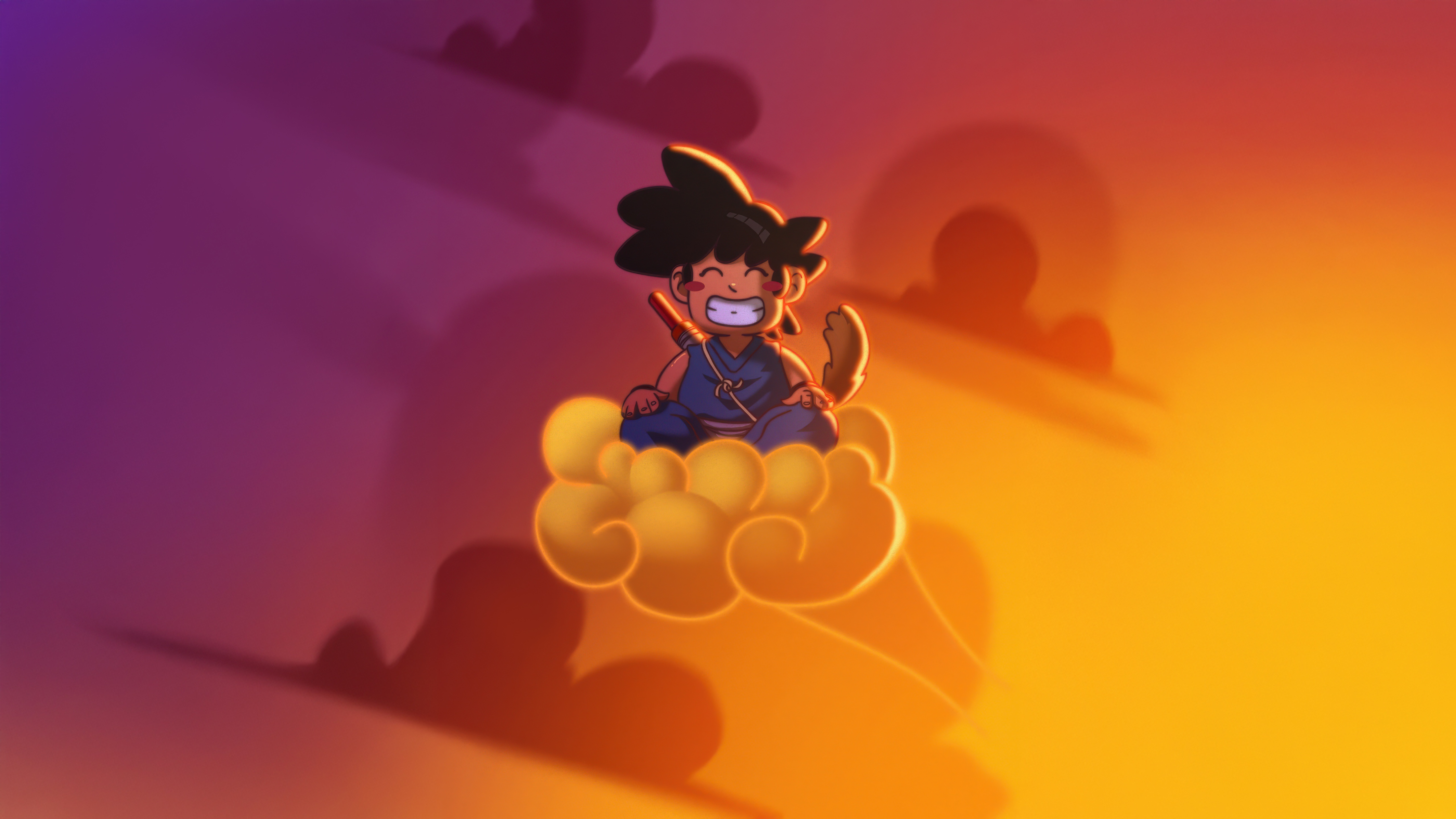 Baby Goku Rides the Flying Nimbus Cloud HD Wallpaper