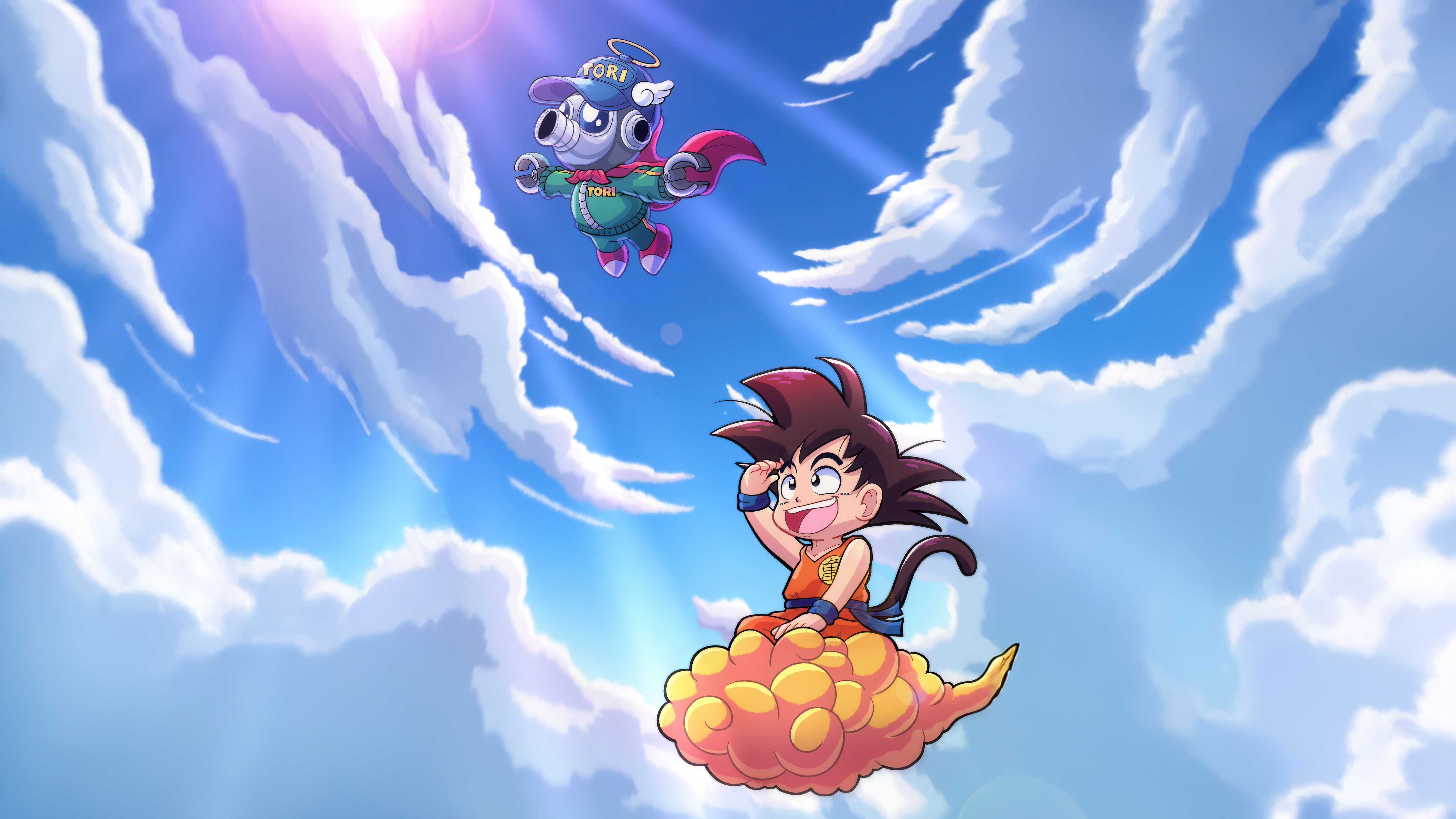 Goku and Tori Fly High in the Sky HD Wallpaper