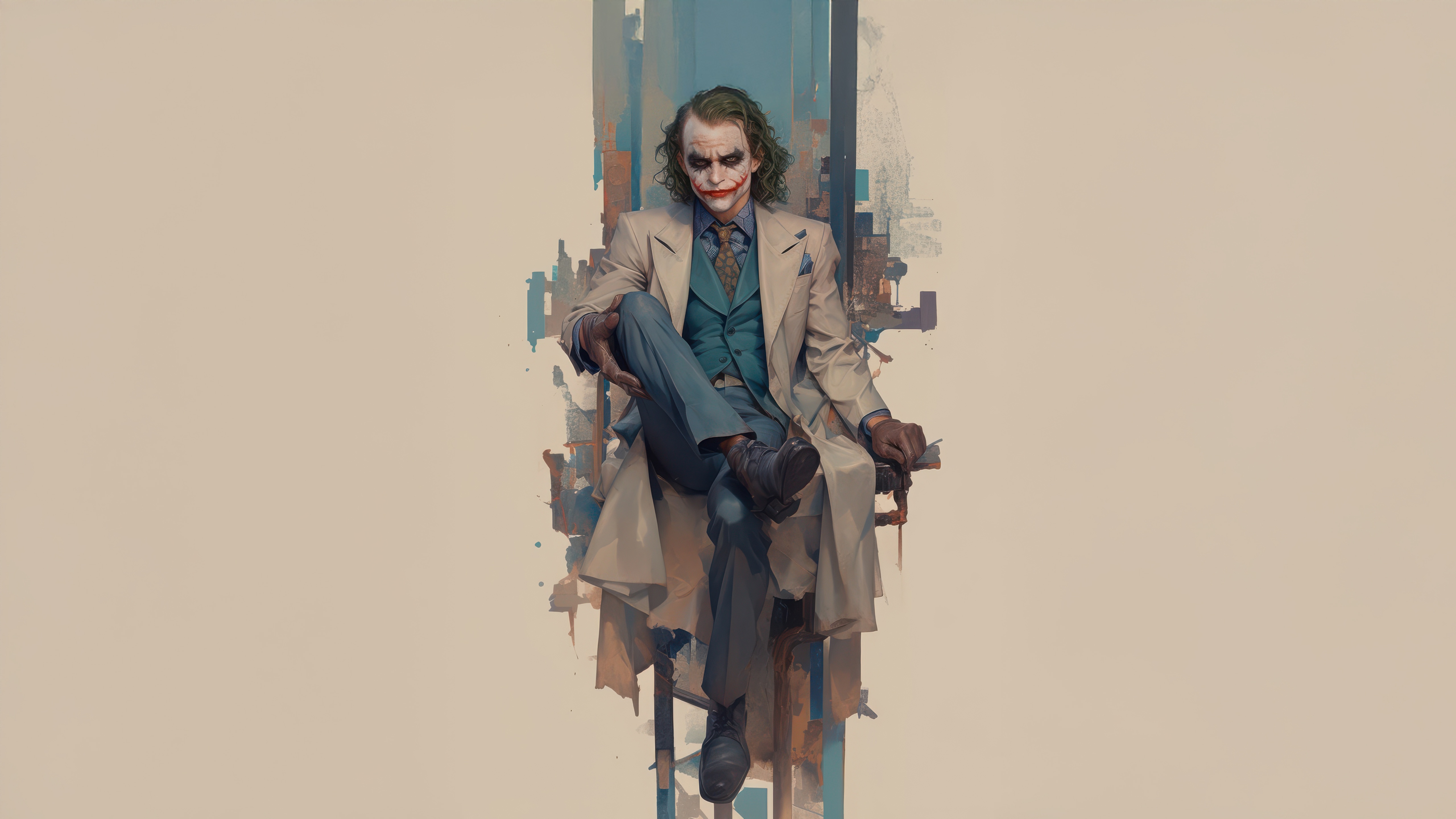 The Joker sitting in a chair HD Wallpaper