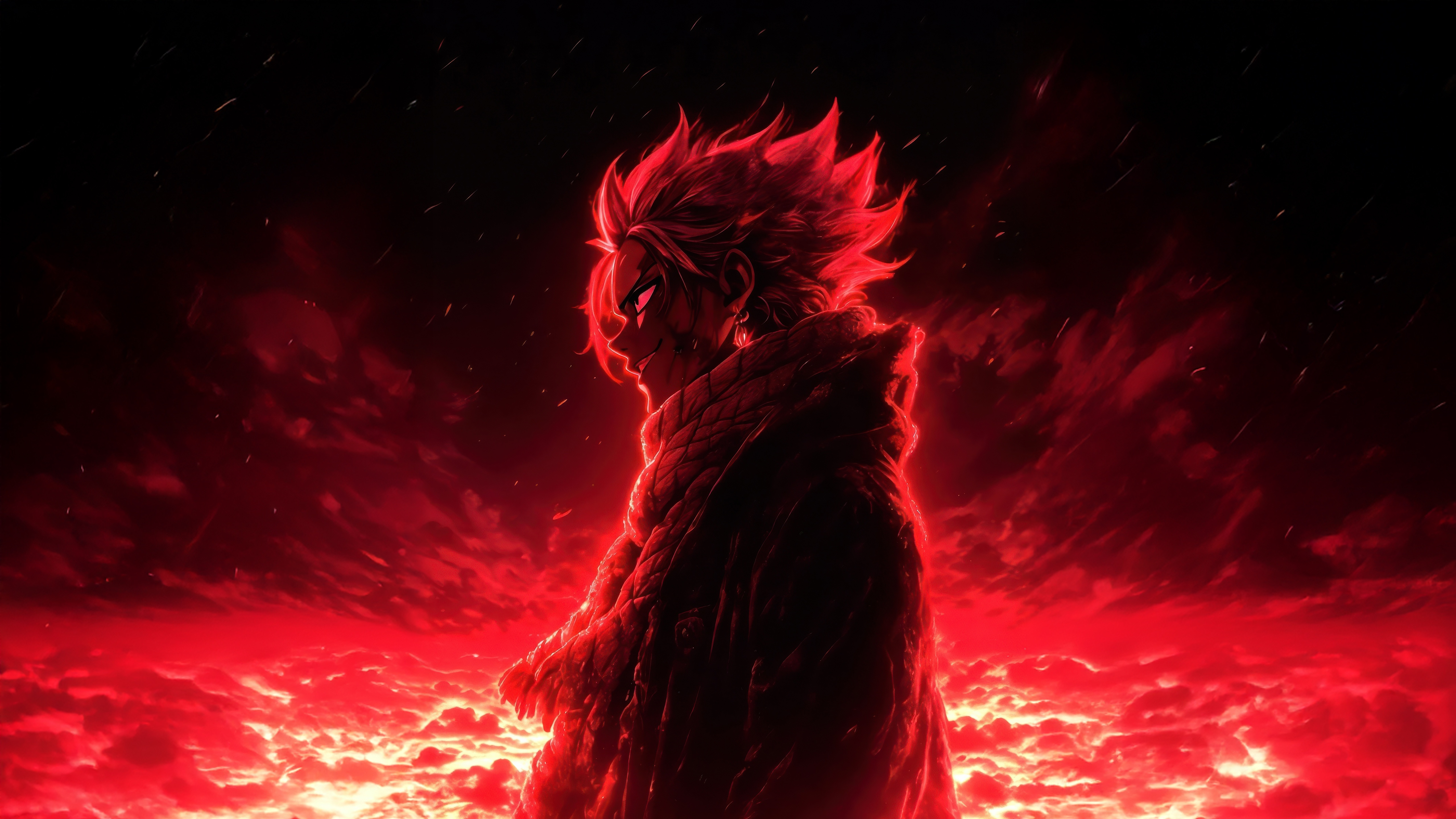 Natsu Dragneel in a Fiery Landscape HD Wallpaper