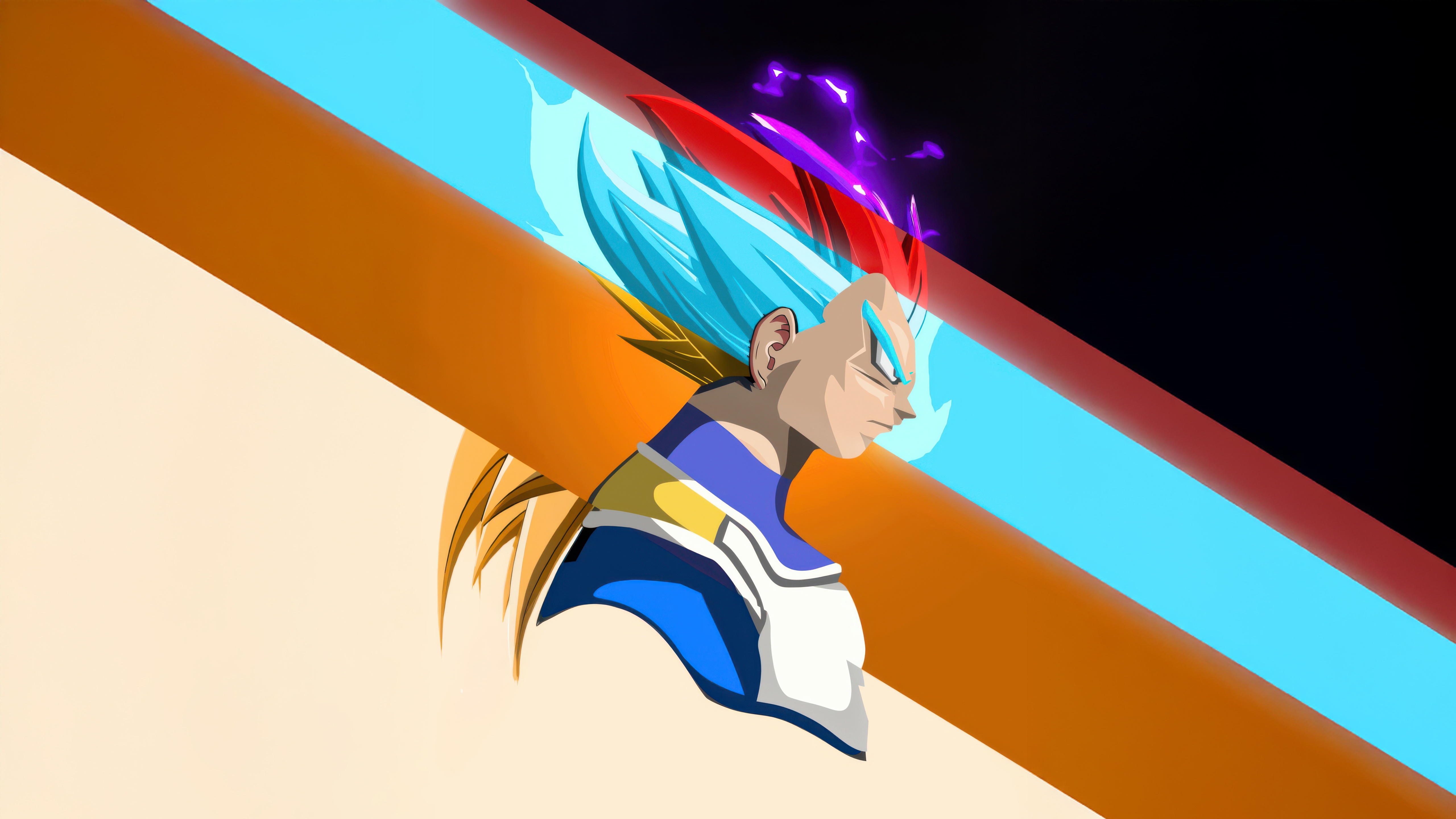 Super Saiyan 3 Vegeta with Purple Aura HD Wallpaper