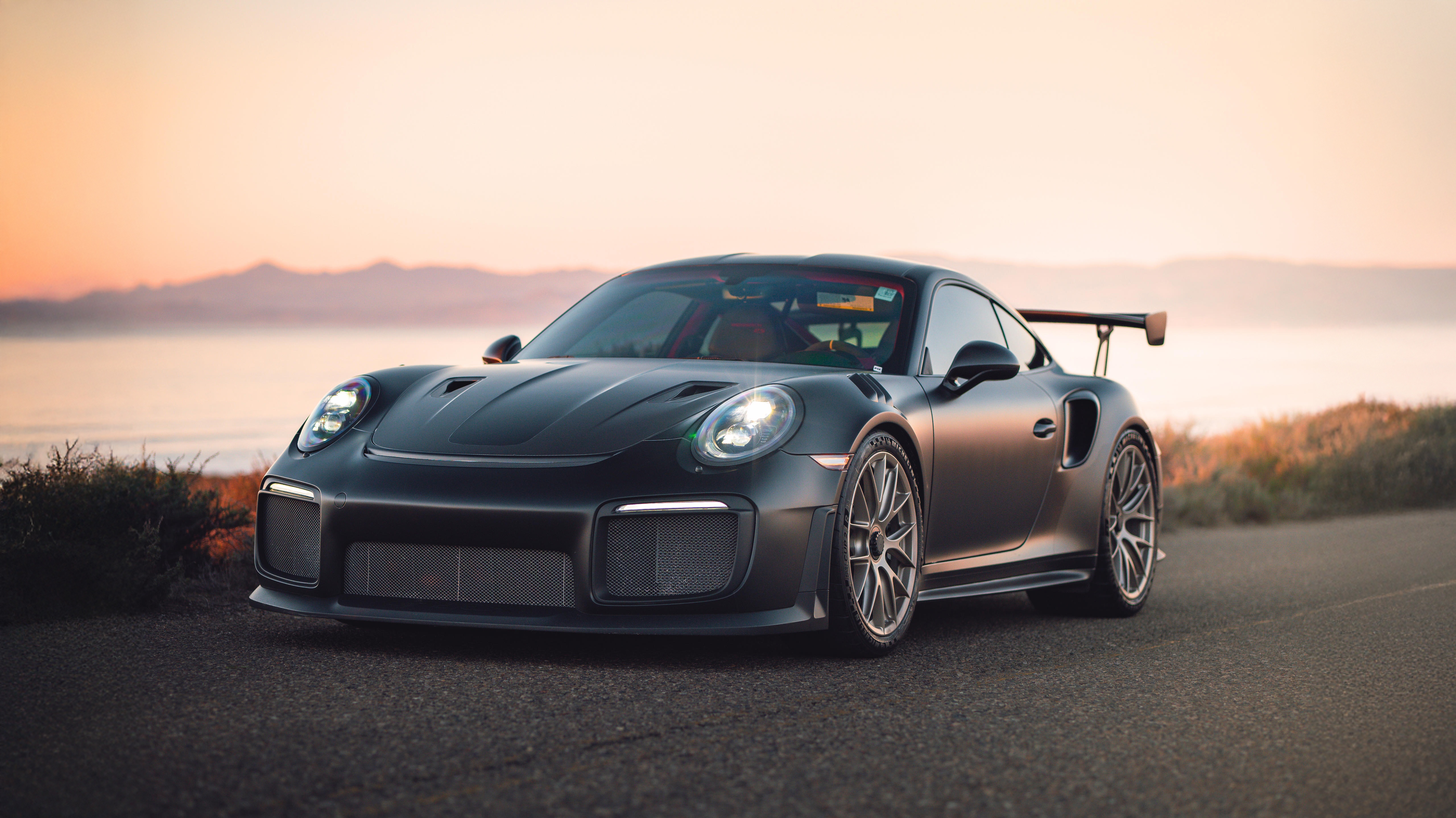 Matte Black Porsche 911 GT2 RS Weissach Package HD Wallpaper