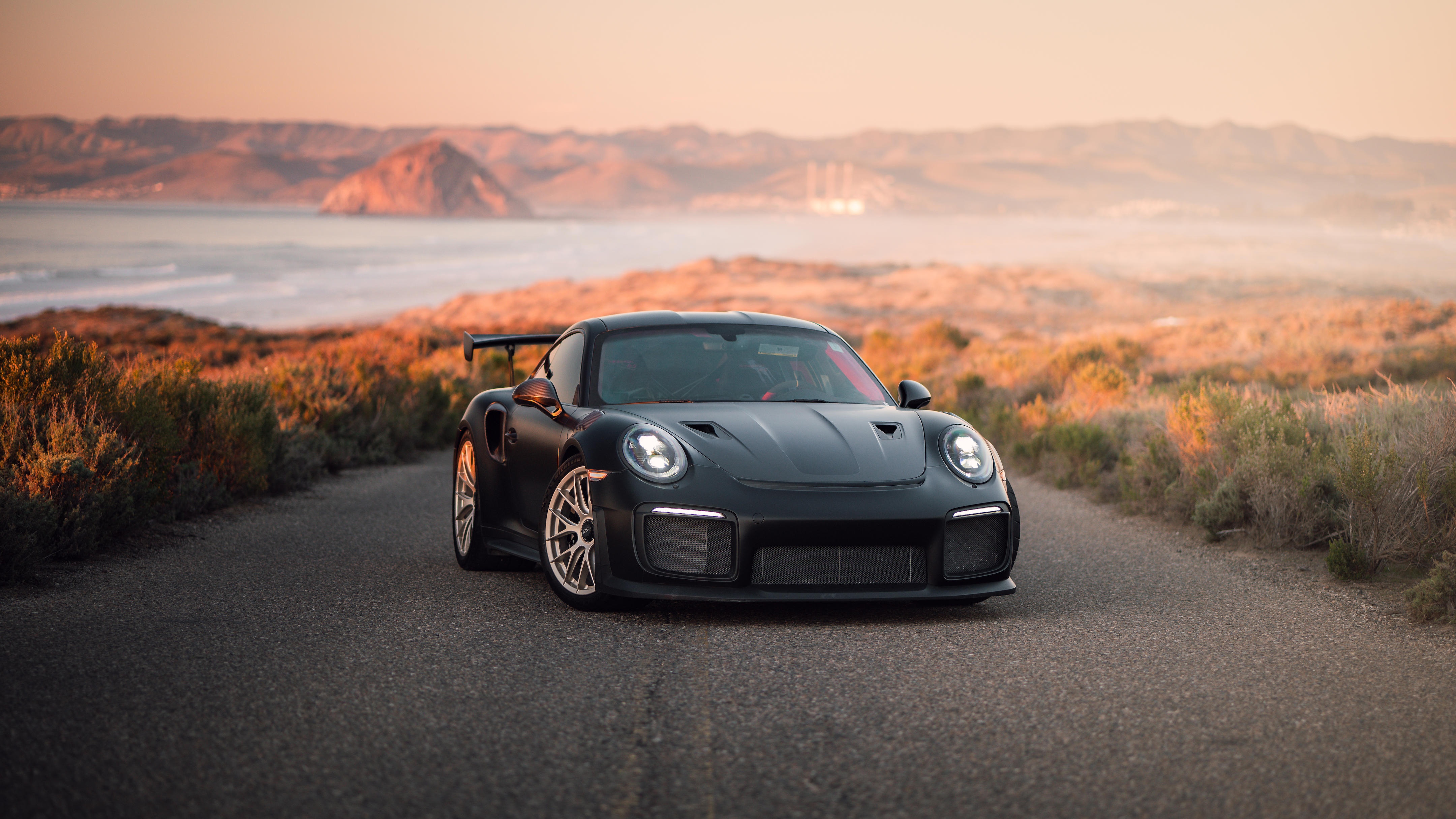 Matte Black Porsche 911 GT2 RS Weissach Package HD Wallpaper