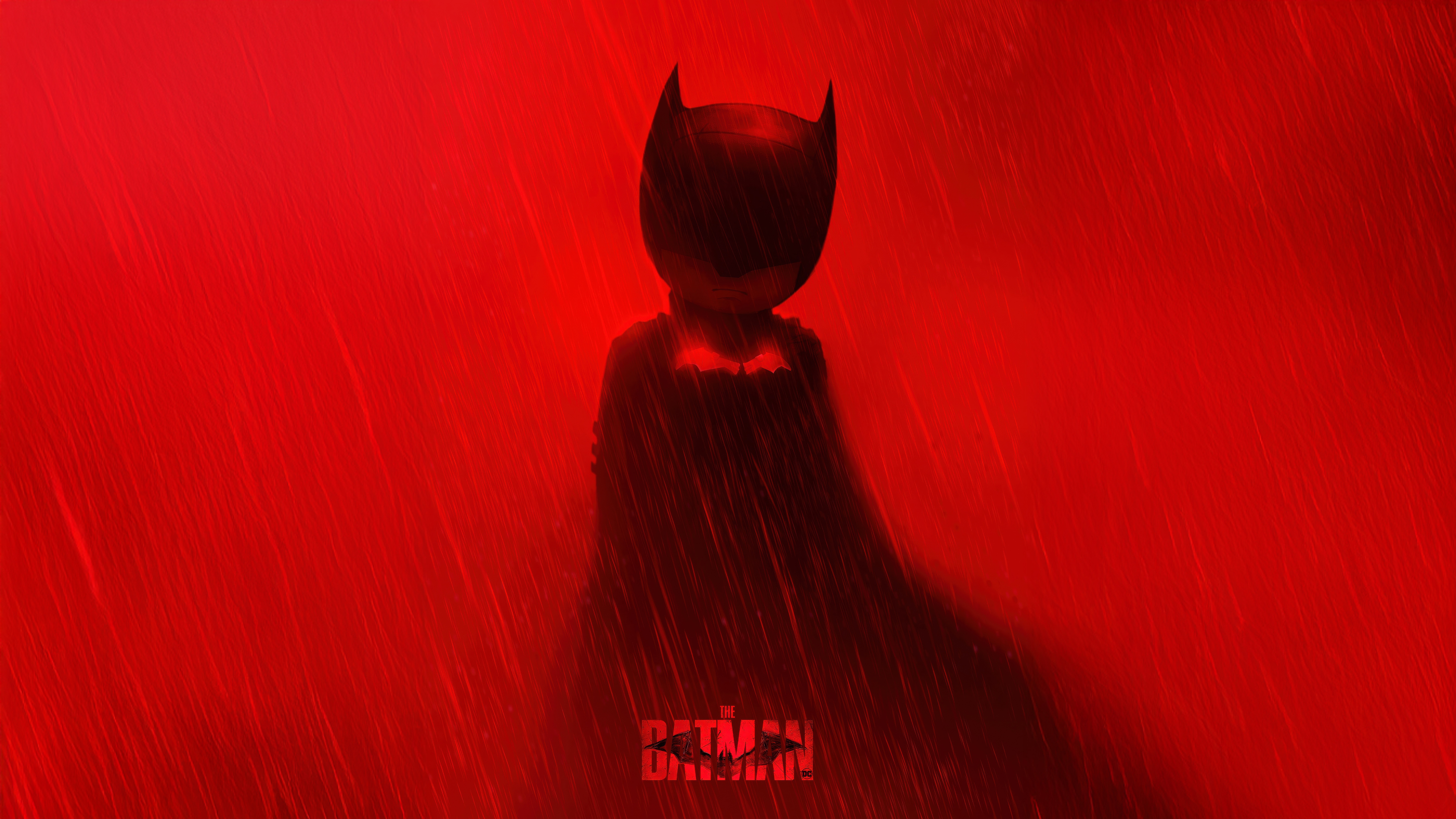 Chibi Batman in Red Rain HD Wallpaper