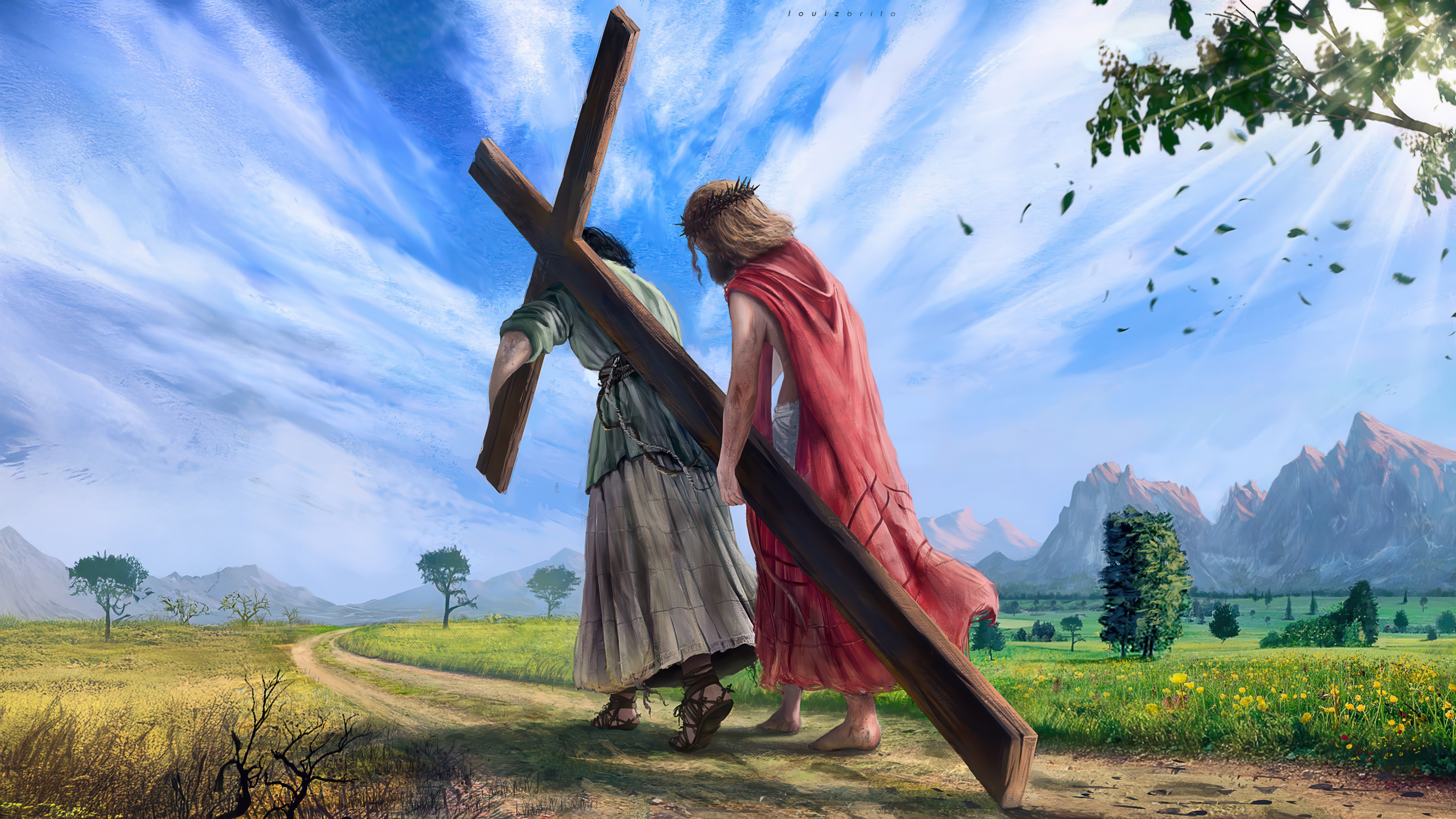 Jesus Carrying The Cross HD Wallpaper
