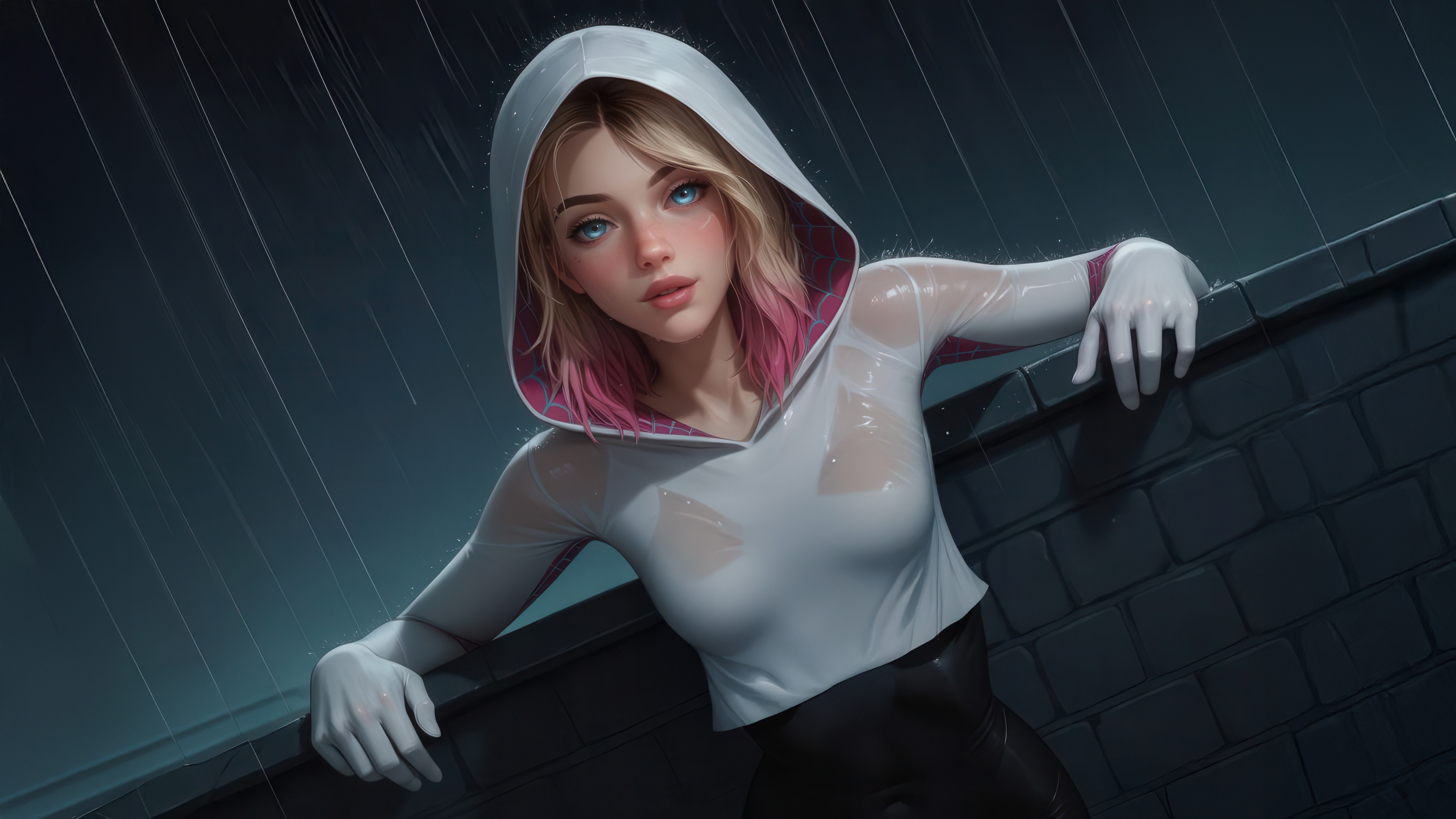 Spider Gwen in the Rain HD Wallpaper