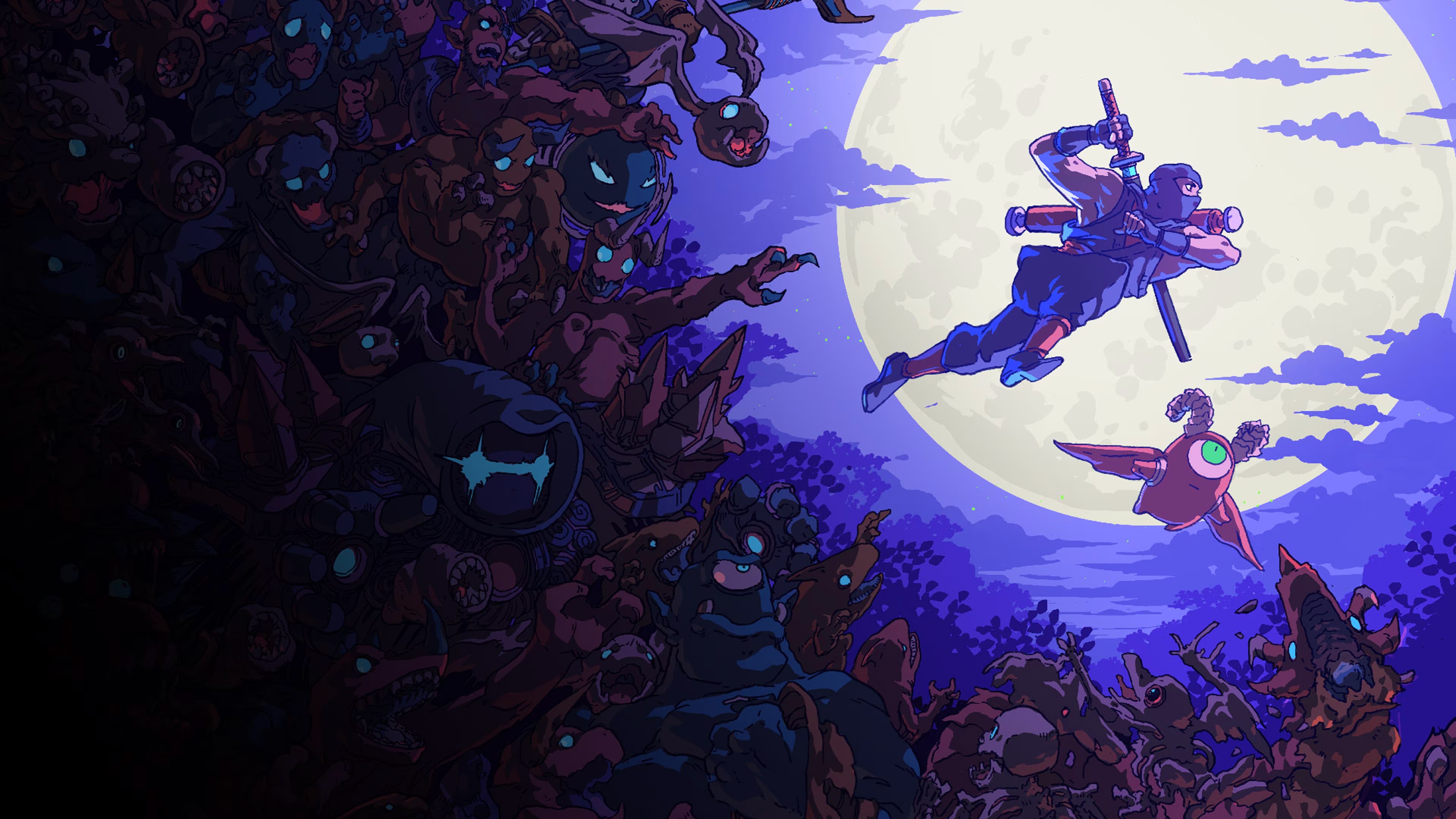 The Messenger Ninja vs. Monsters under the Moon HD Wallpaper