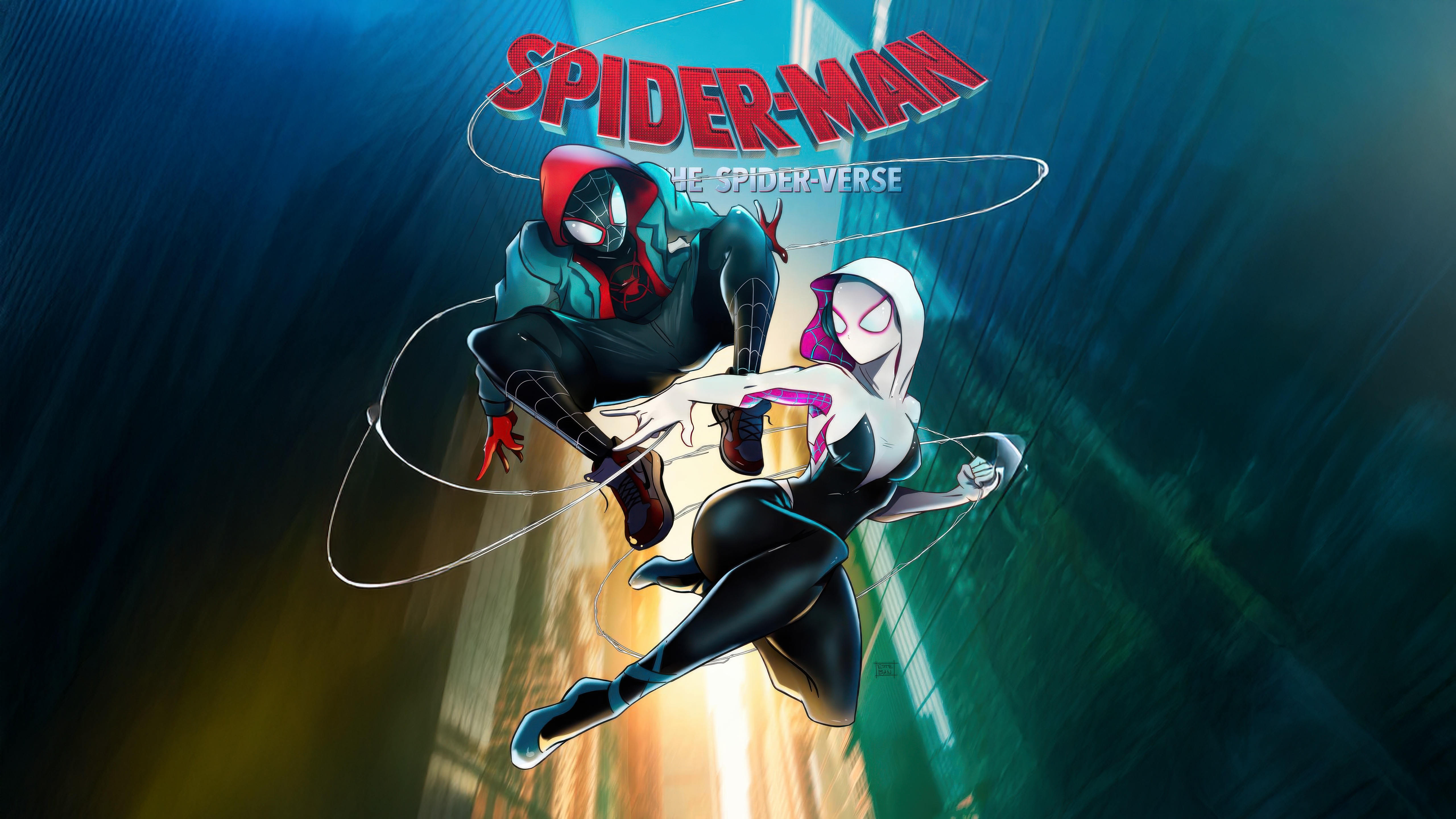 Spider-Man: Into the Spider-Verse Miles Morales and Gwen Stacy HD Wallpaper