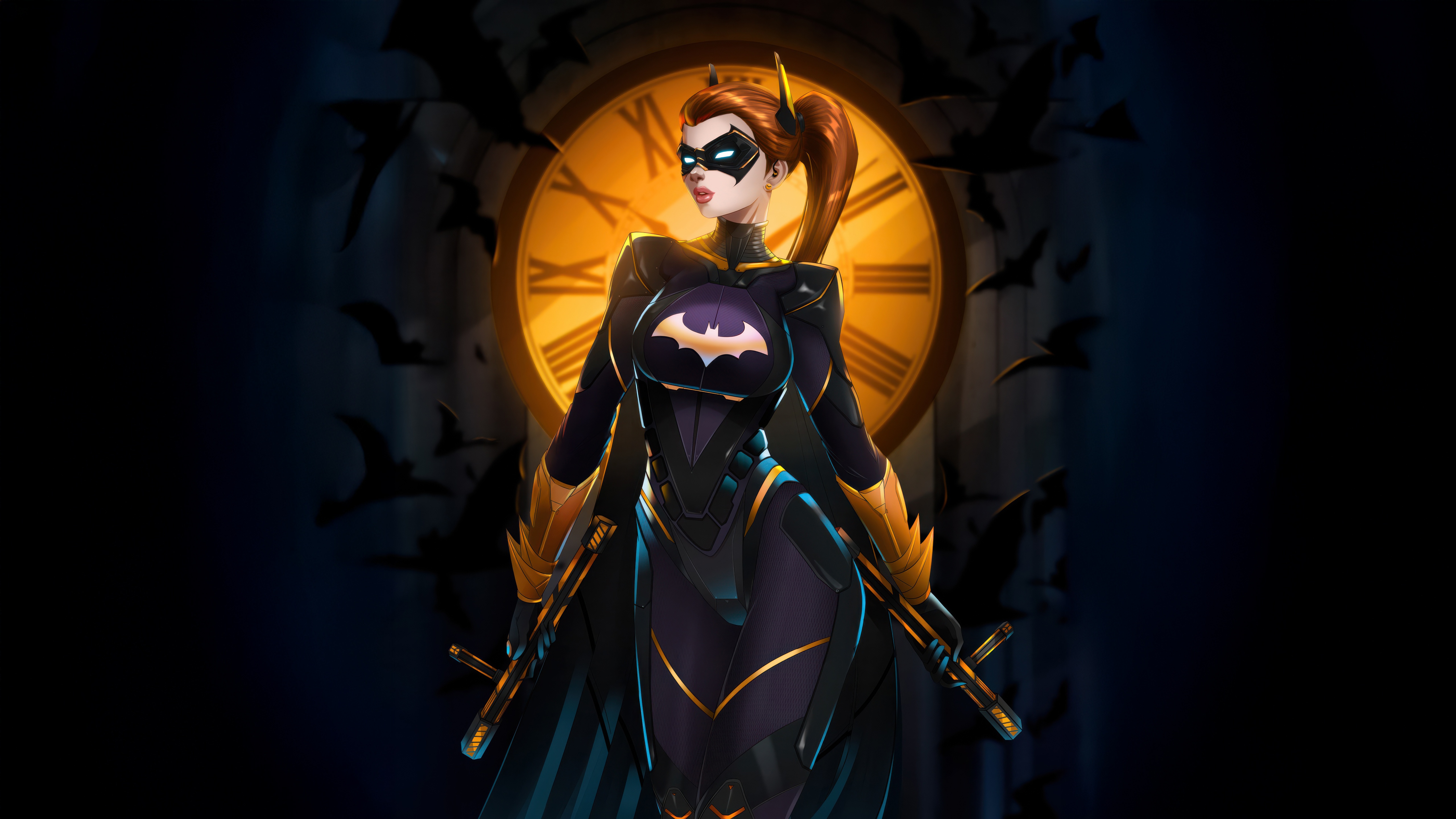 Batgirl with Bats and Clock HD Wallpaper