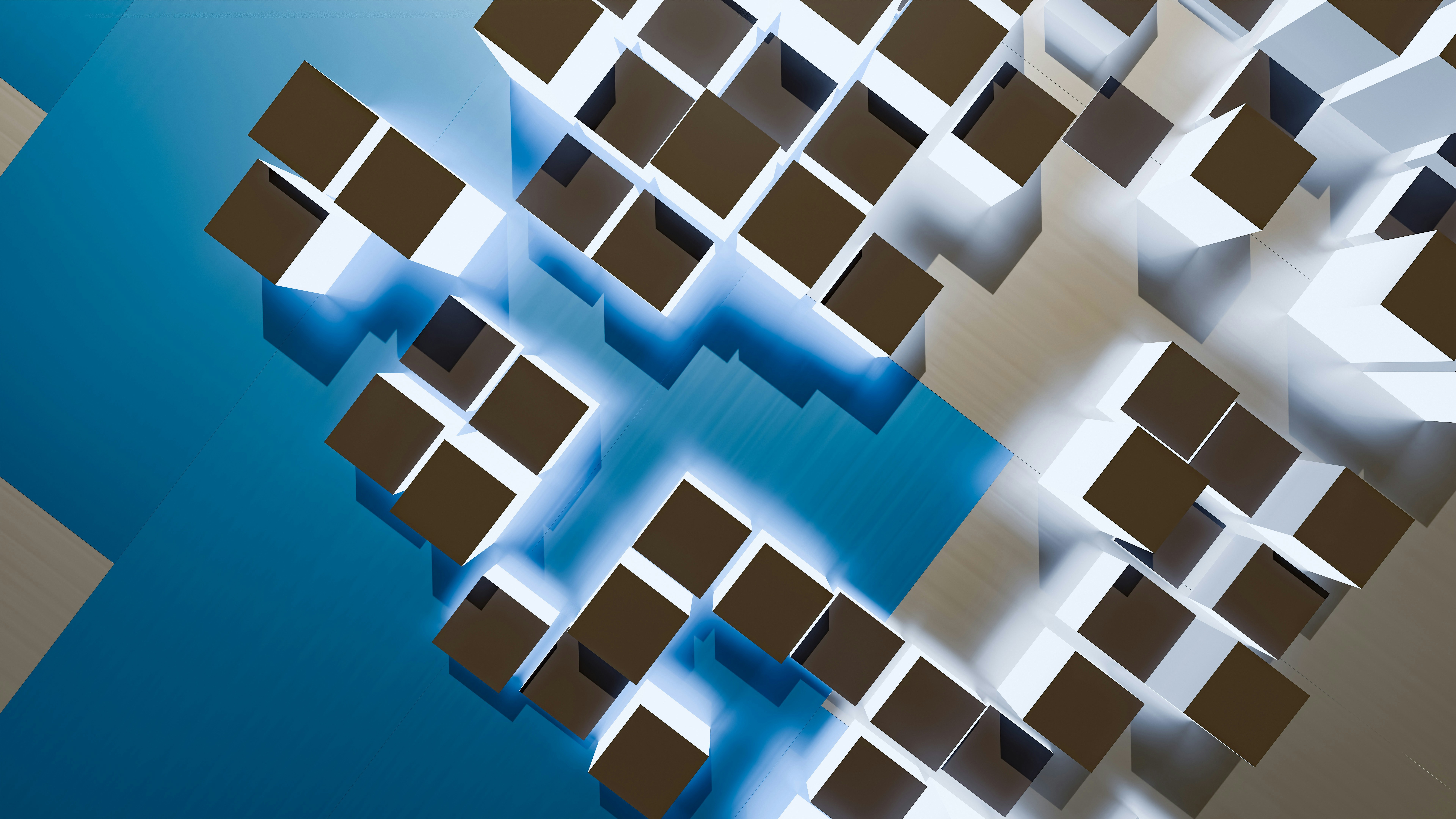 Abstract geometric pattern of cubes with blue lighting HD Wallpaper