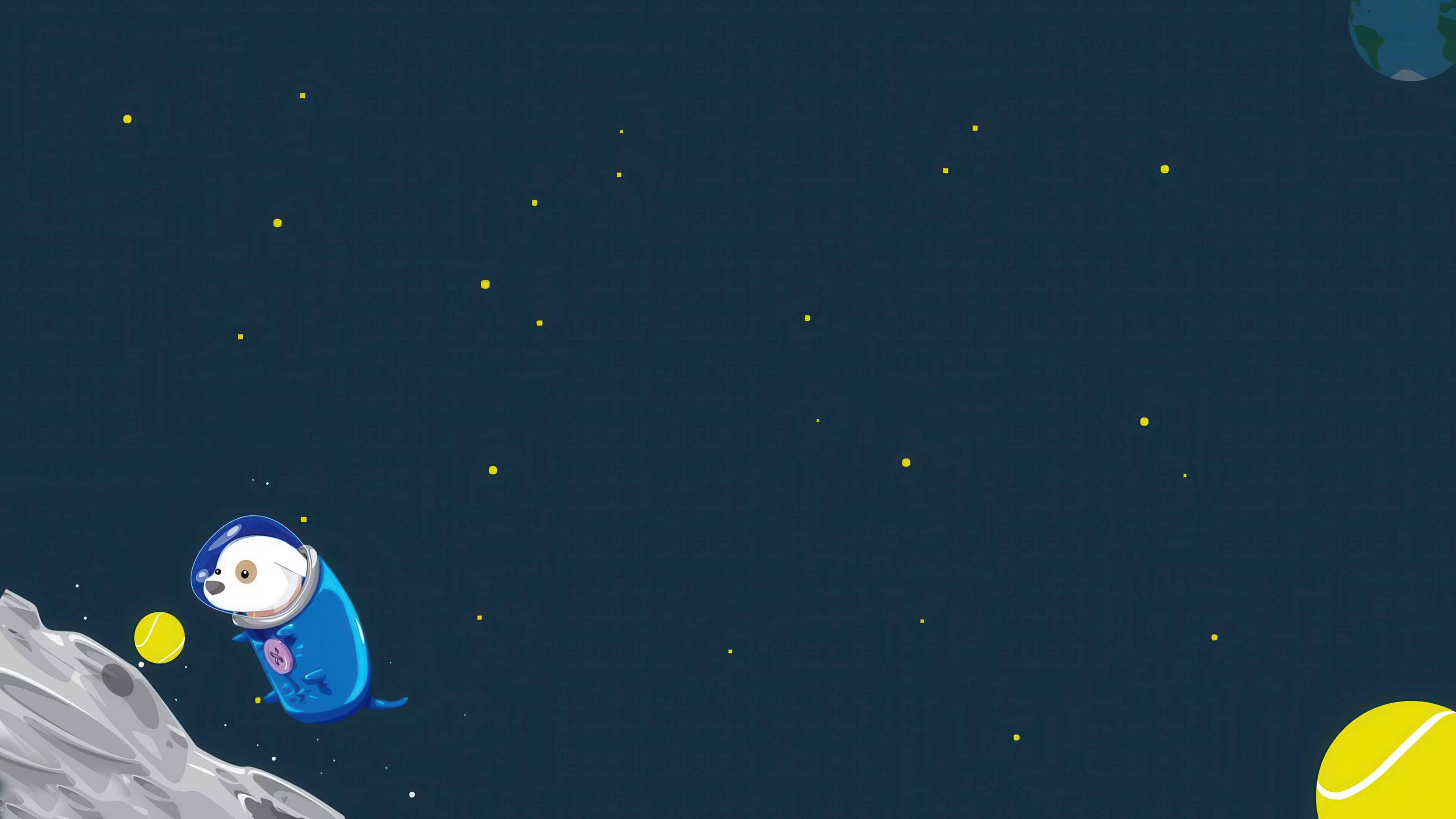 Astronaut Dog Playing With Ball in Space HD Wallpaper