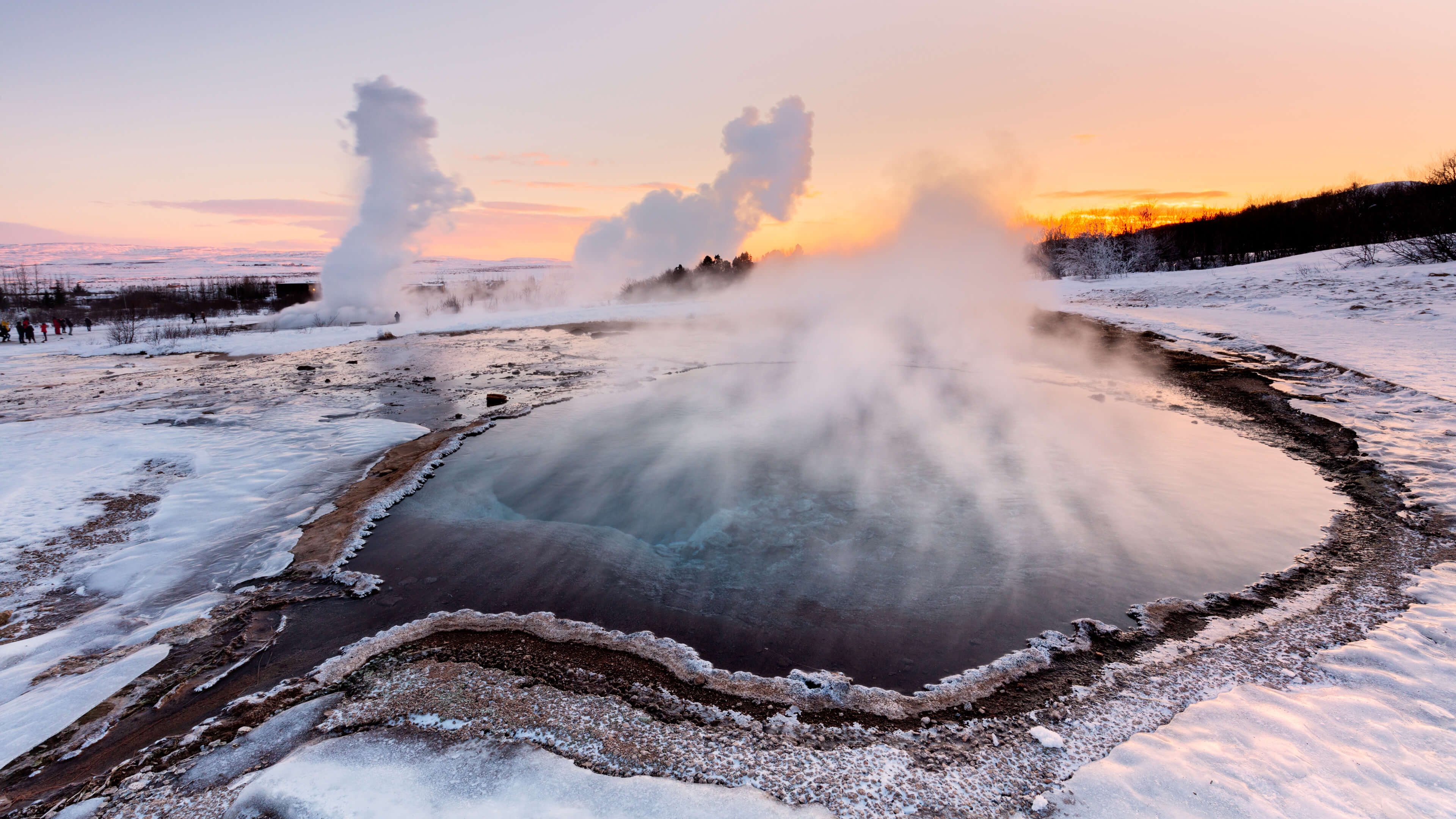 Strokkur Geyser in Iceland at Sunset HD Wallpaper