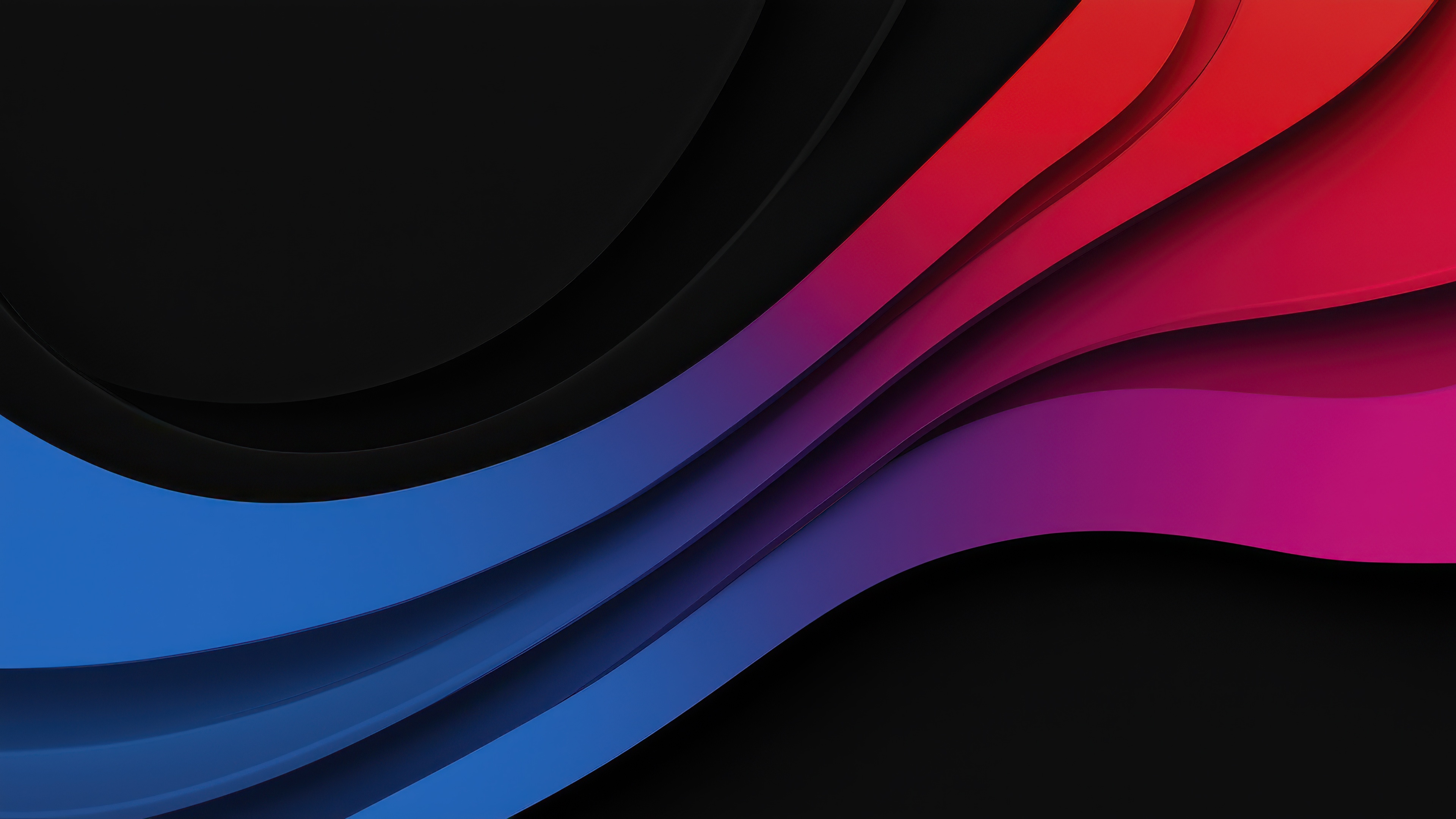 Abstract colorful wavy layers on black background HD Wallpaper