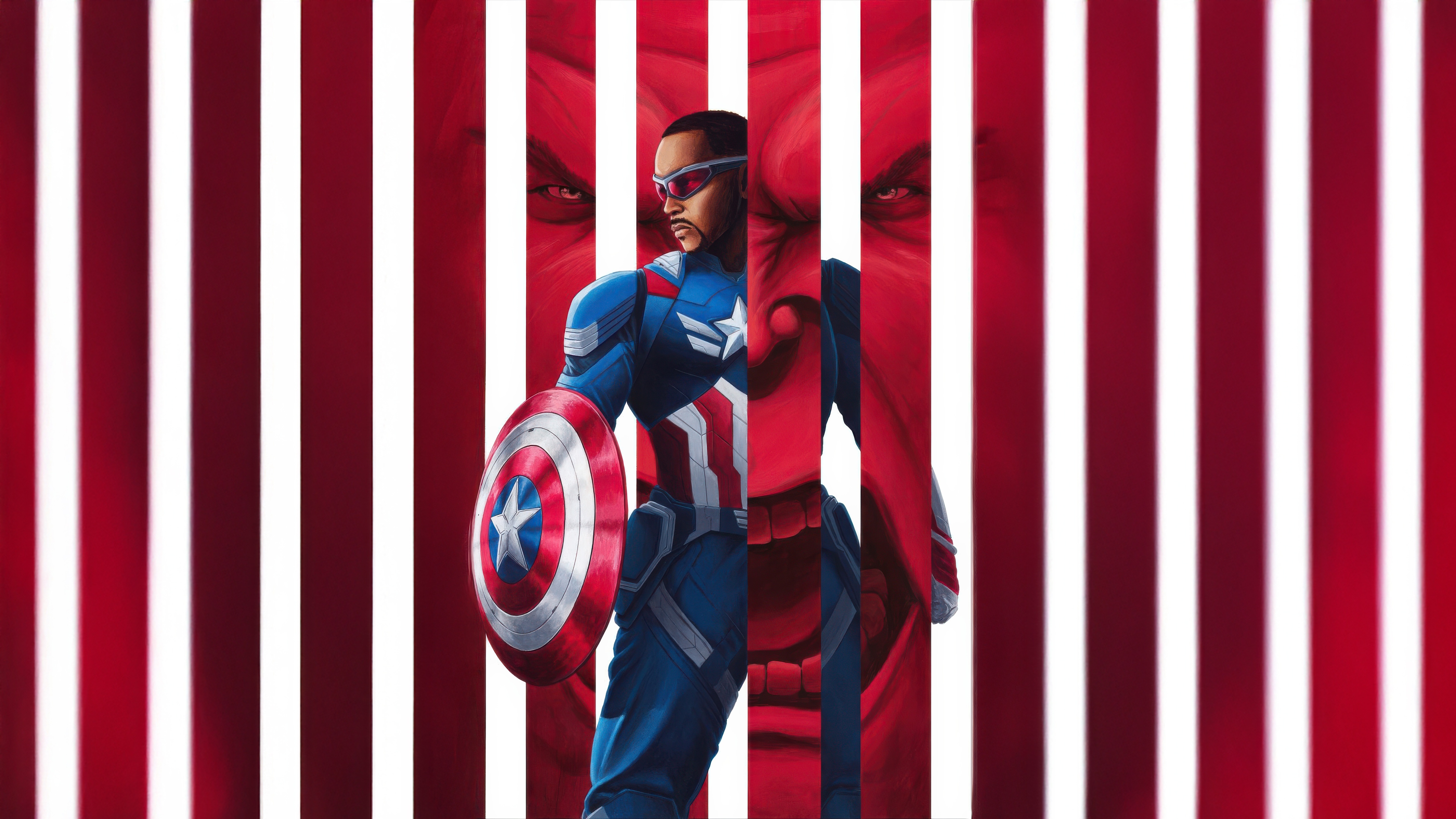 Captain America and Red Hulk Split Image HD Wallpaper