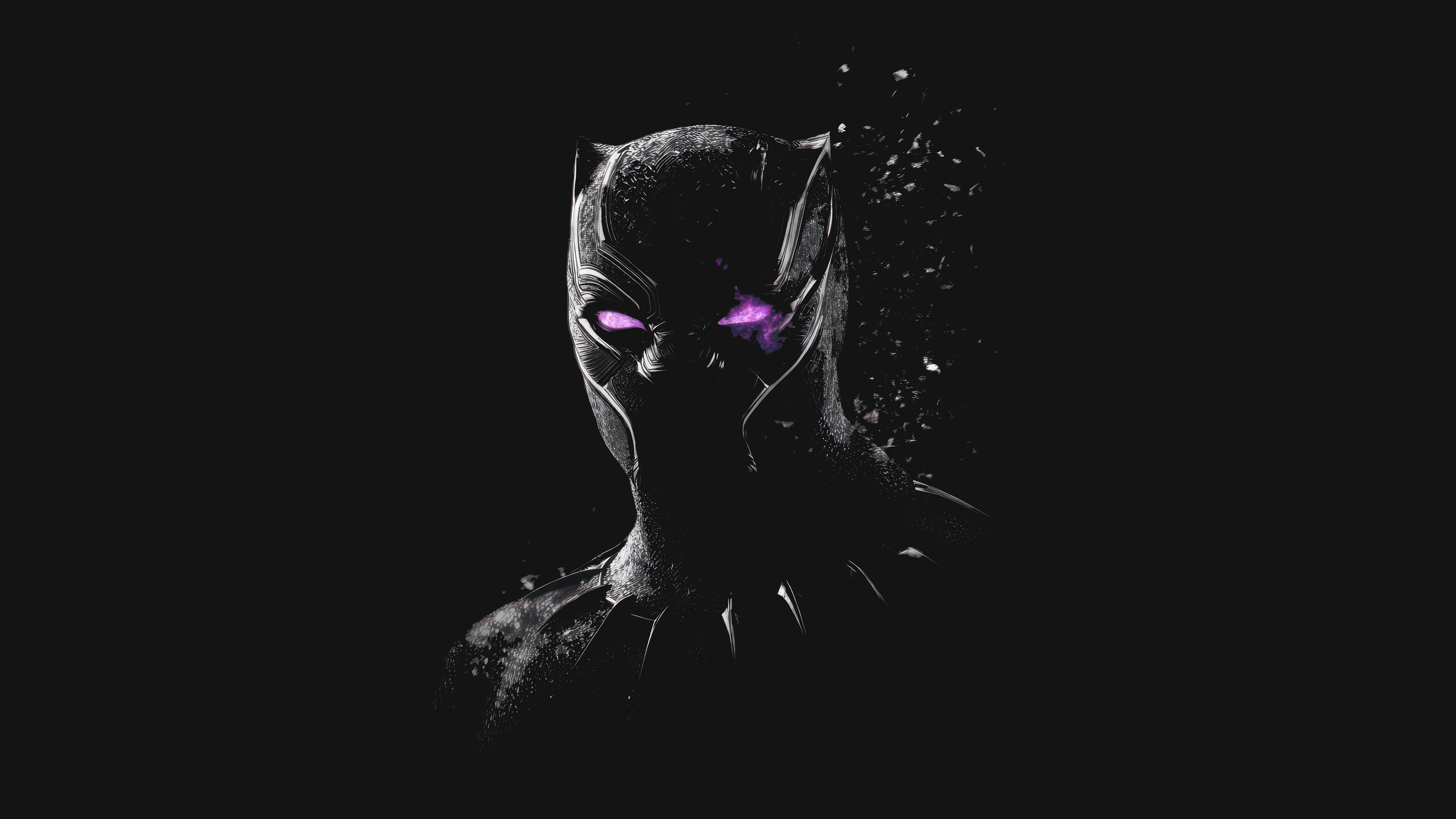 Black Panther with glowing purple eyes HD Wallpaper