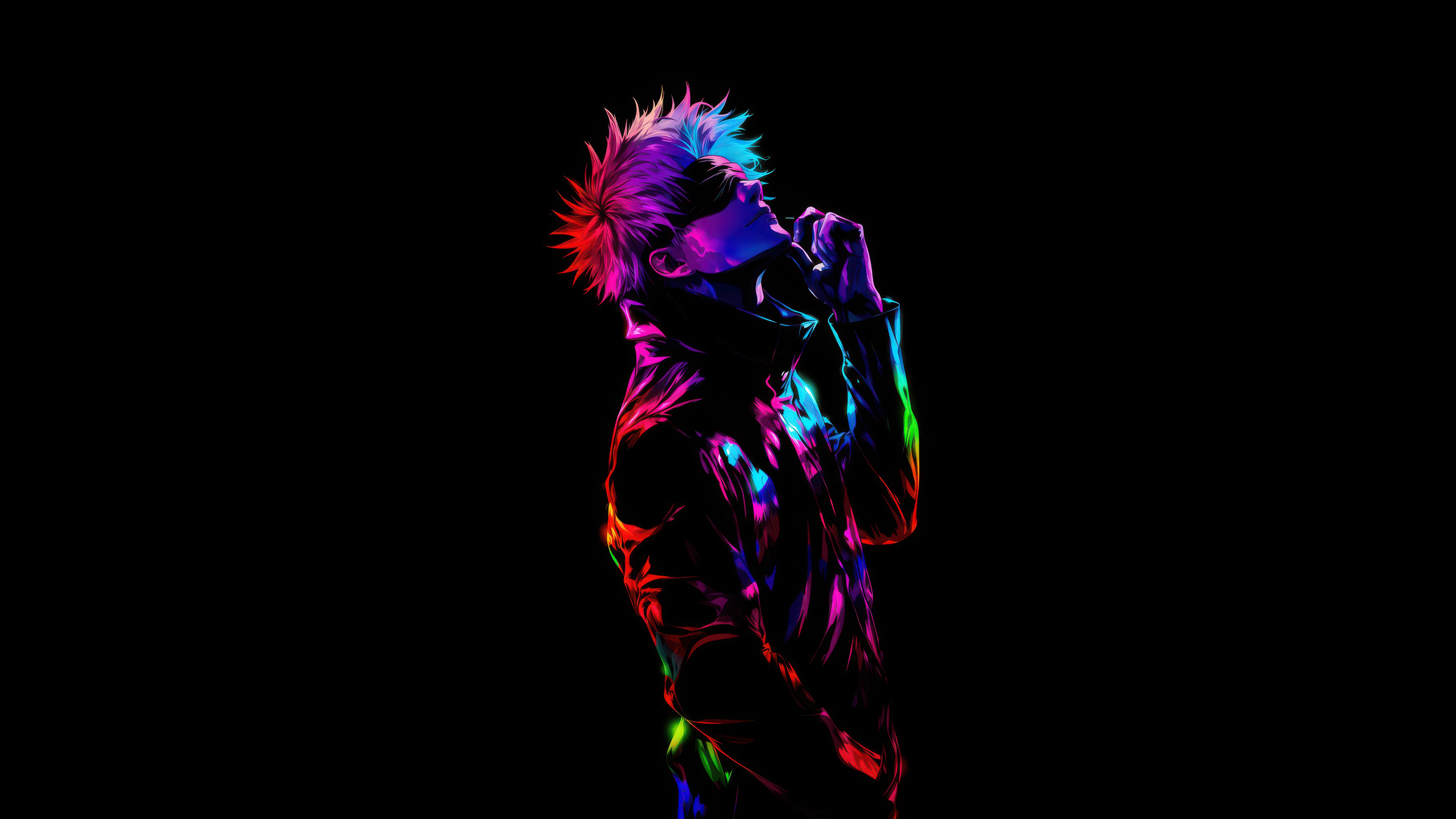 Master Gojo with Neon Lighting HD Wallpaper