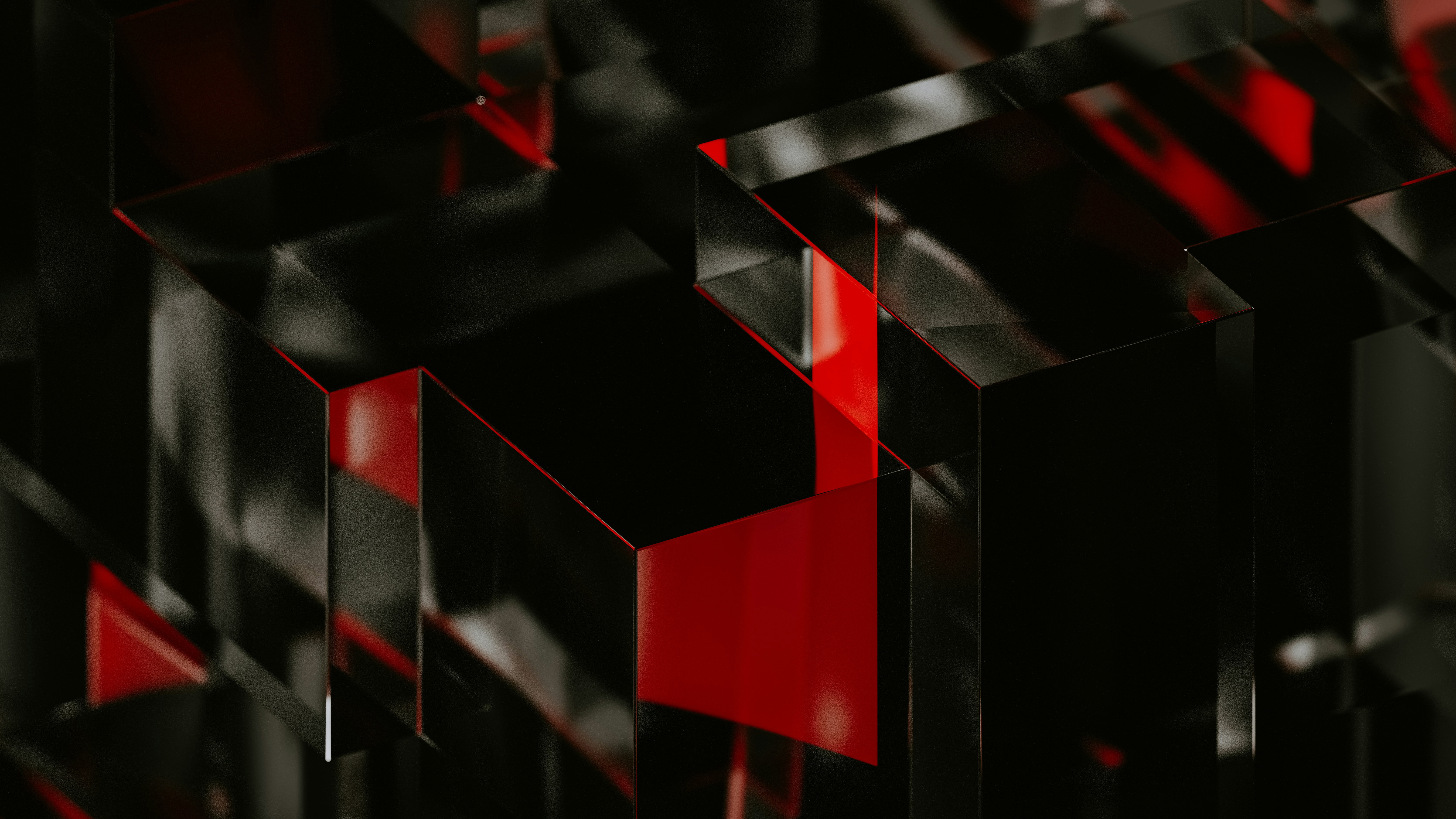 Abstract Black and Red Geometric Shapes HD Wallpaper