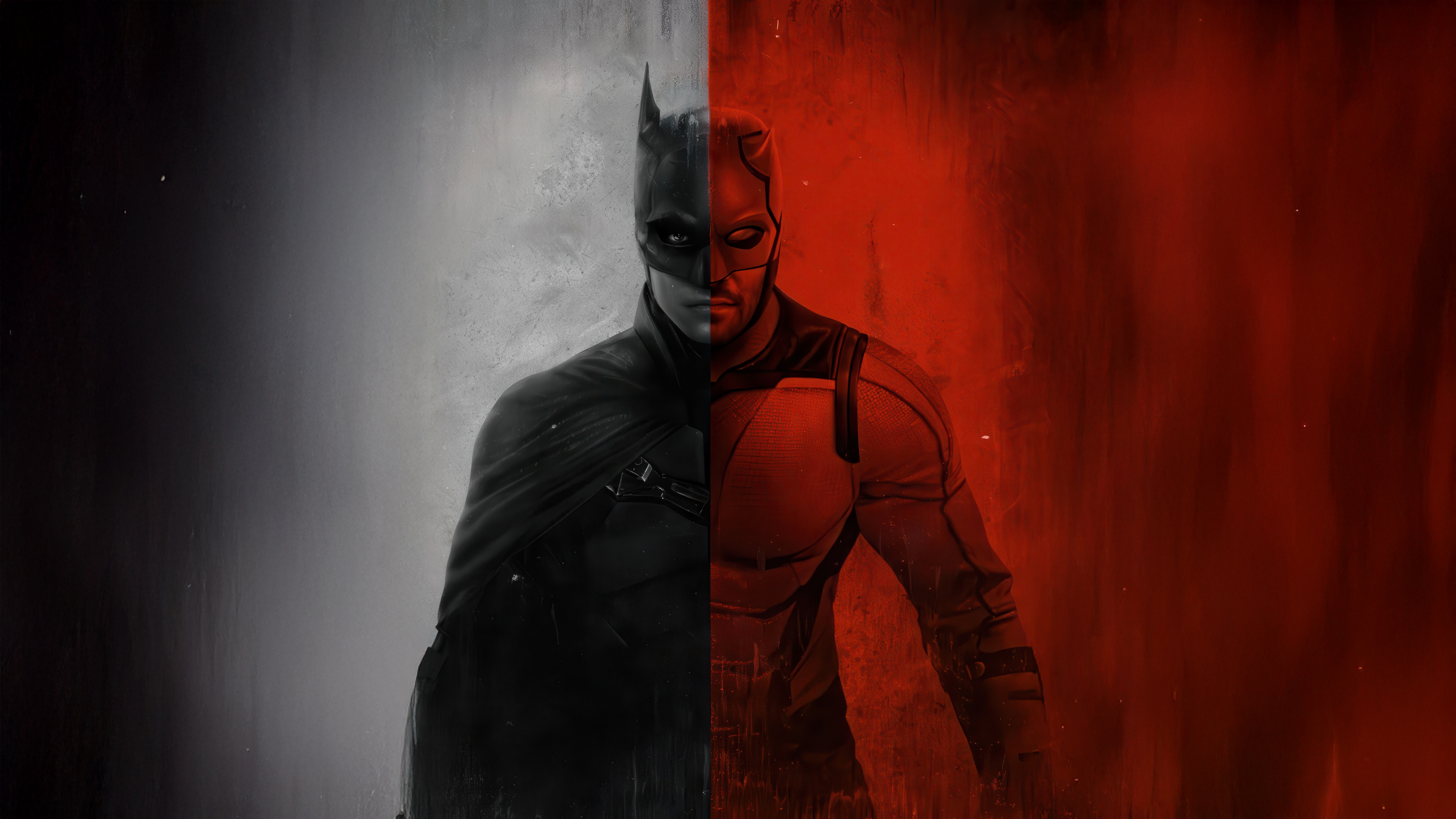 Batman and Daredevil split image HD Wallpaper